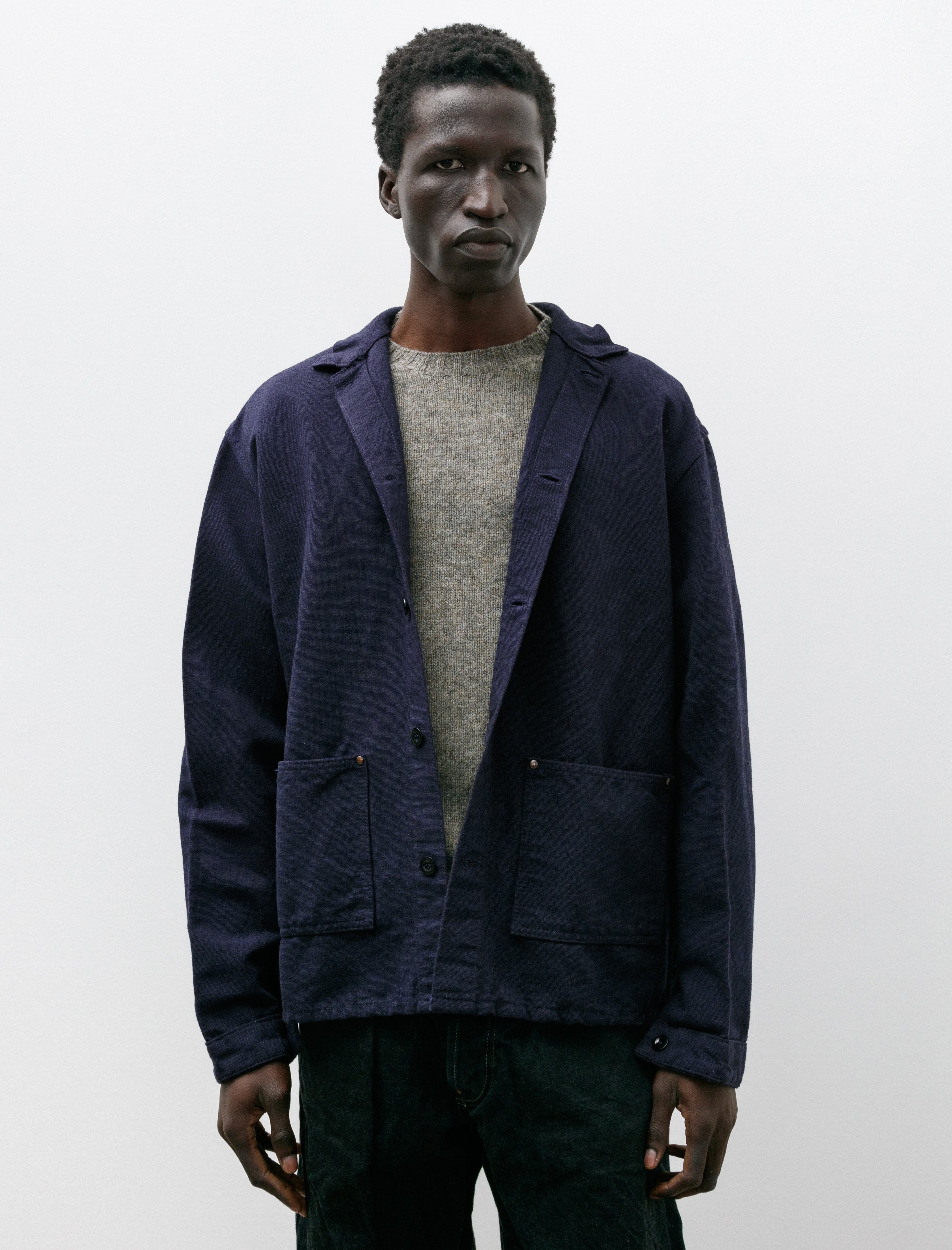 Tender 980 Dart Shoulder Jacket Herdwick Wool Cotton Grog Hadal Blue