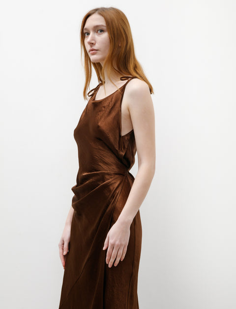Acne Studios Satin Dress Chocolate Brown