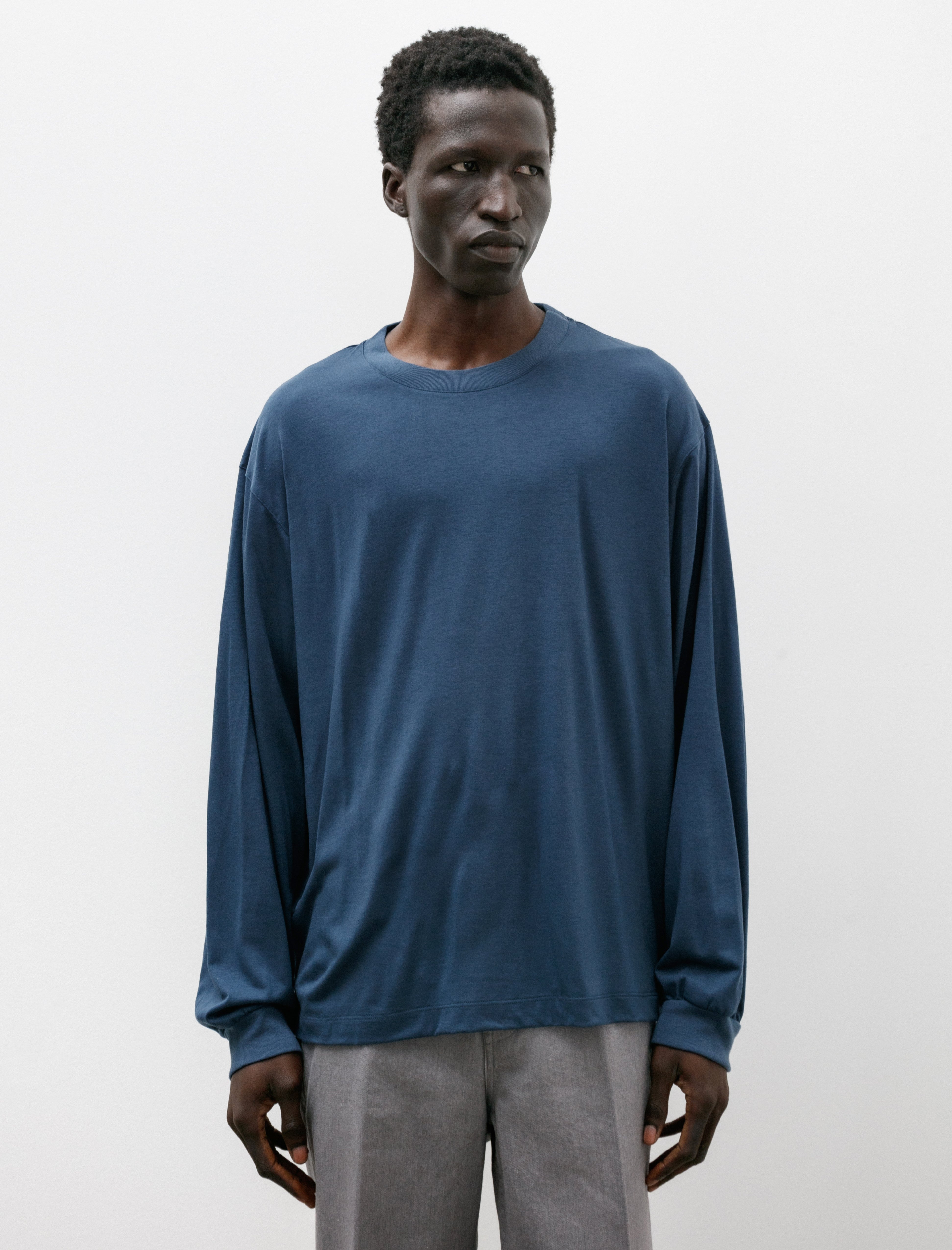 Ernie Palo Washable Wool LS Crew Blue