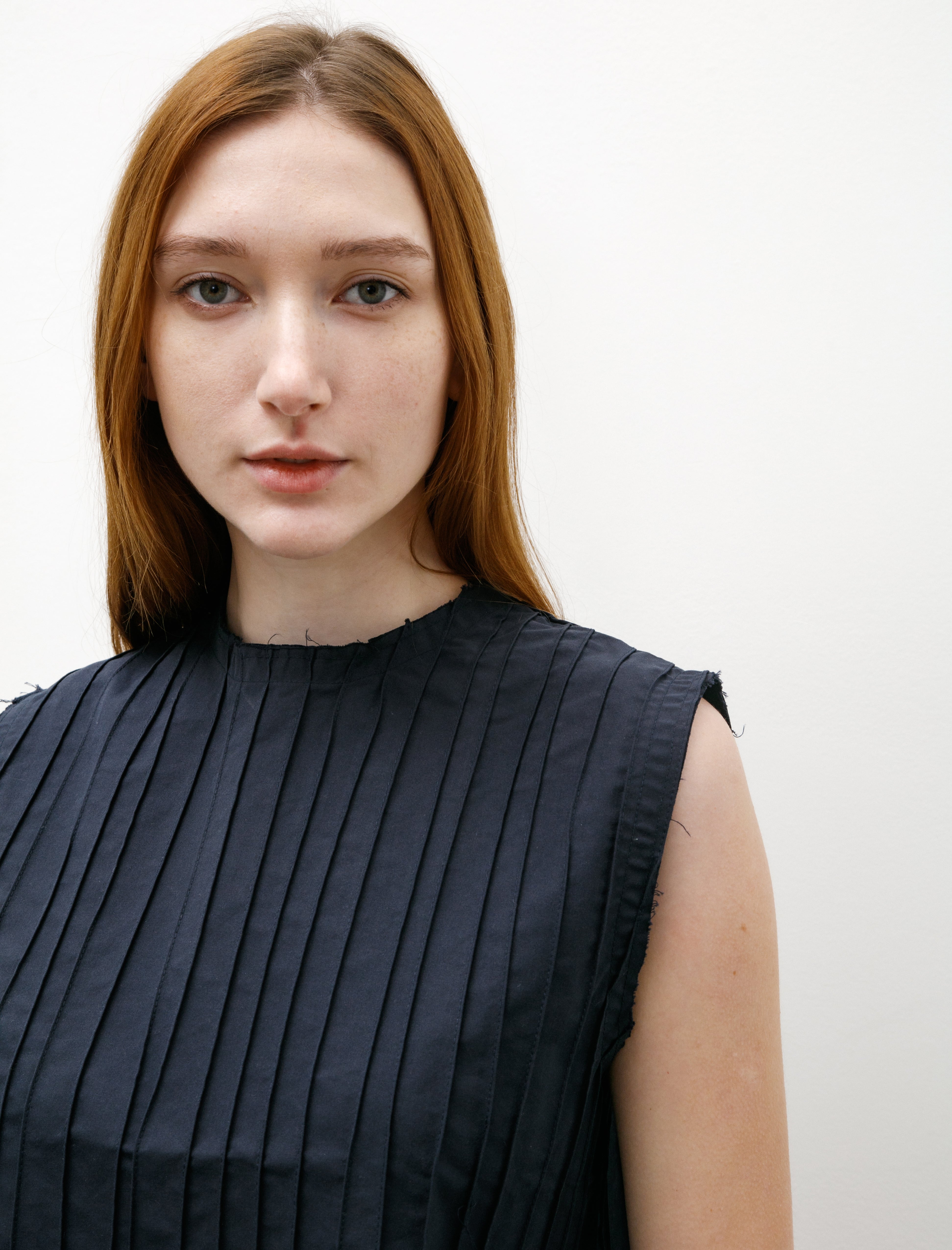 Camiel Fortgens Cocktail Hand Pleated Top Cotton Navy