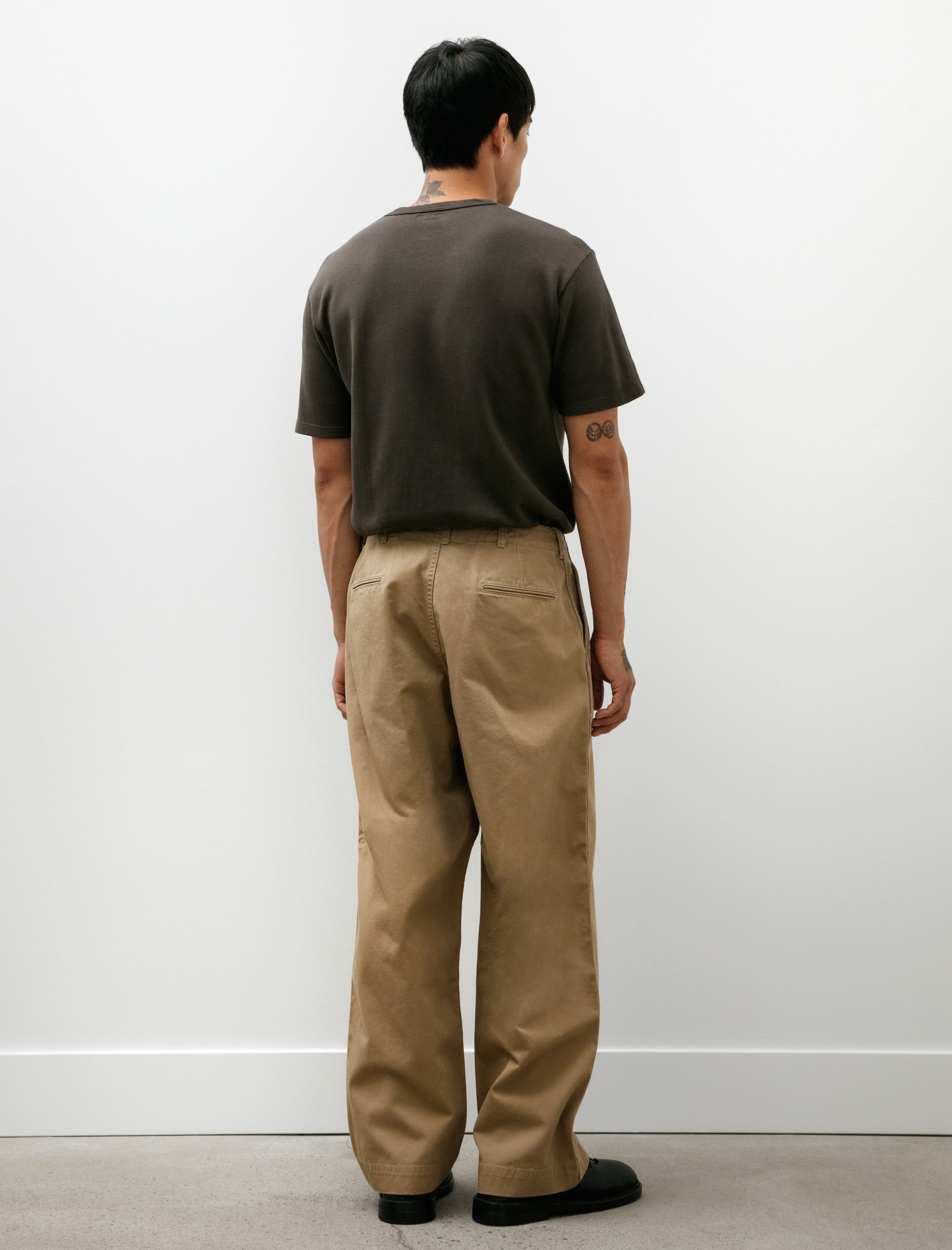 Niceness Albarn Distressed Resized Chino Trousers Beige