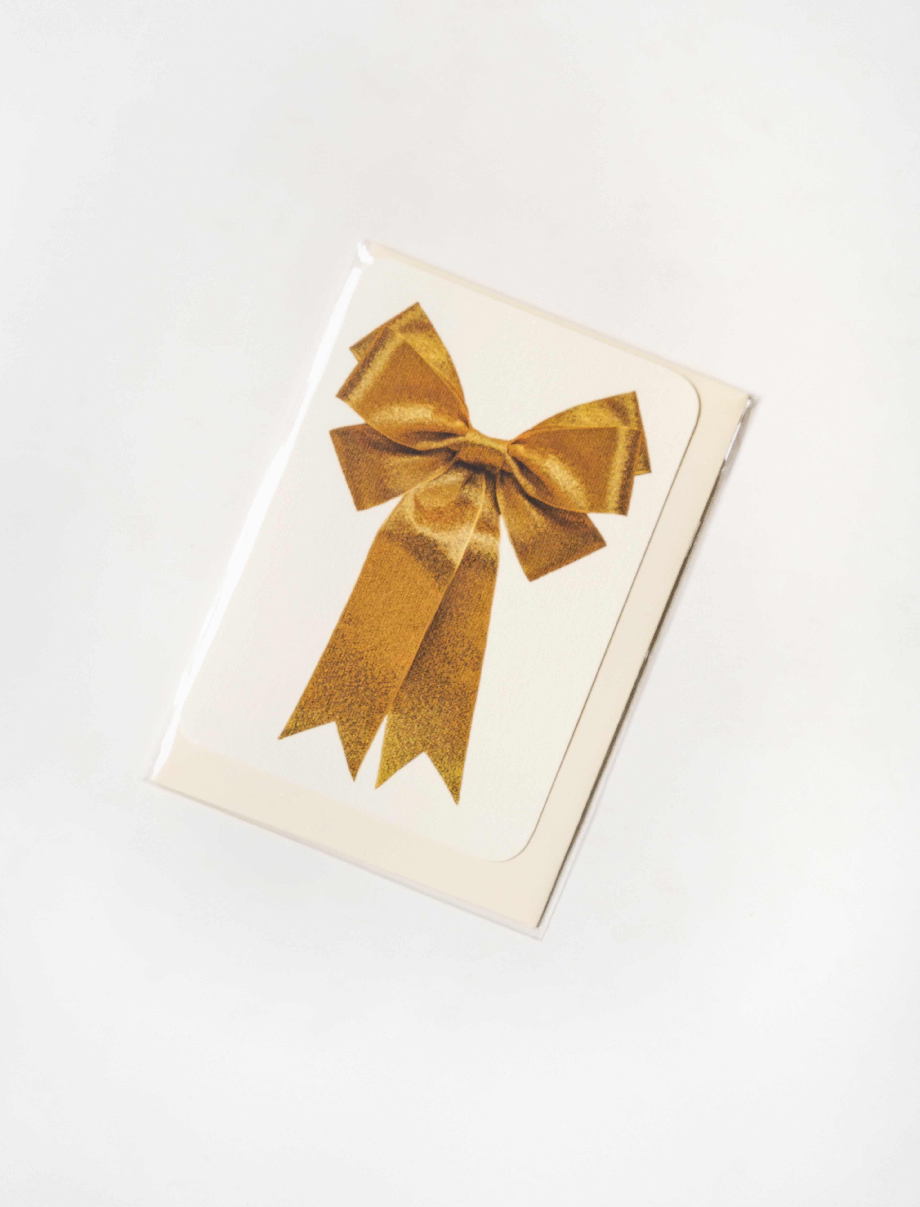 Canonbury Press Greeting Card Gold Bow