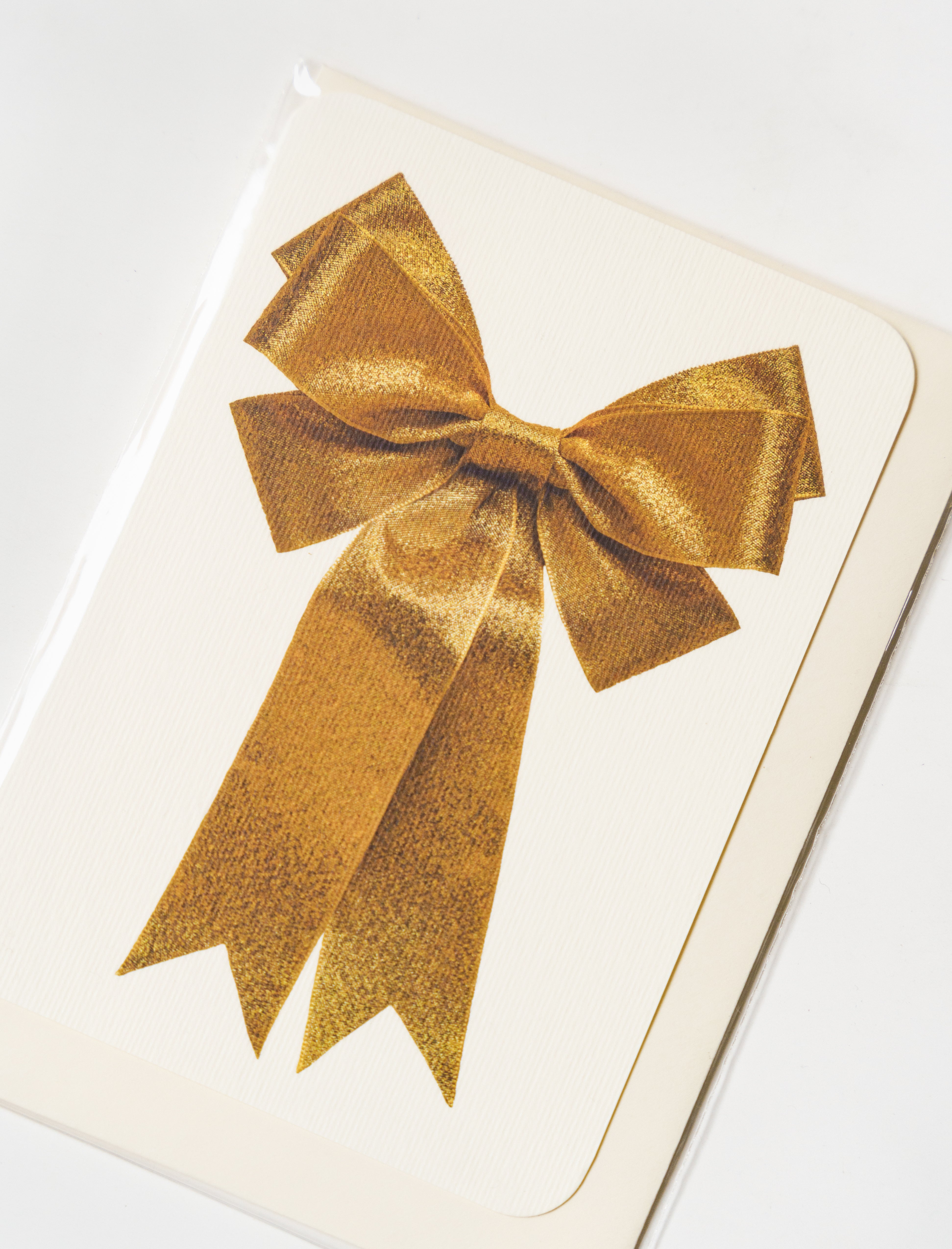 Canonbury Press Greeting Card Gold Bow
