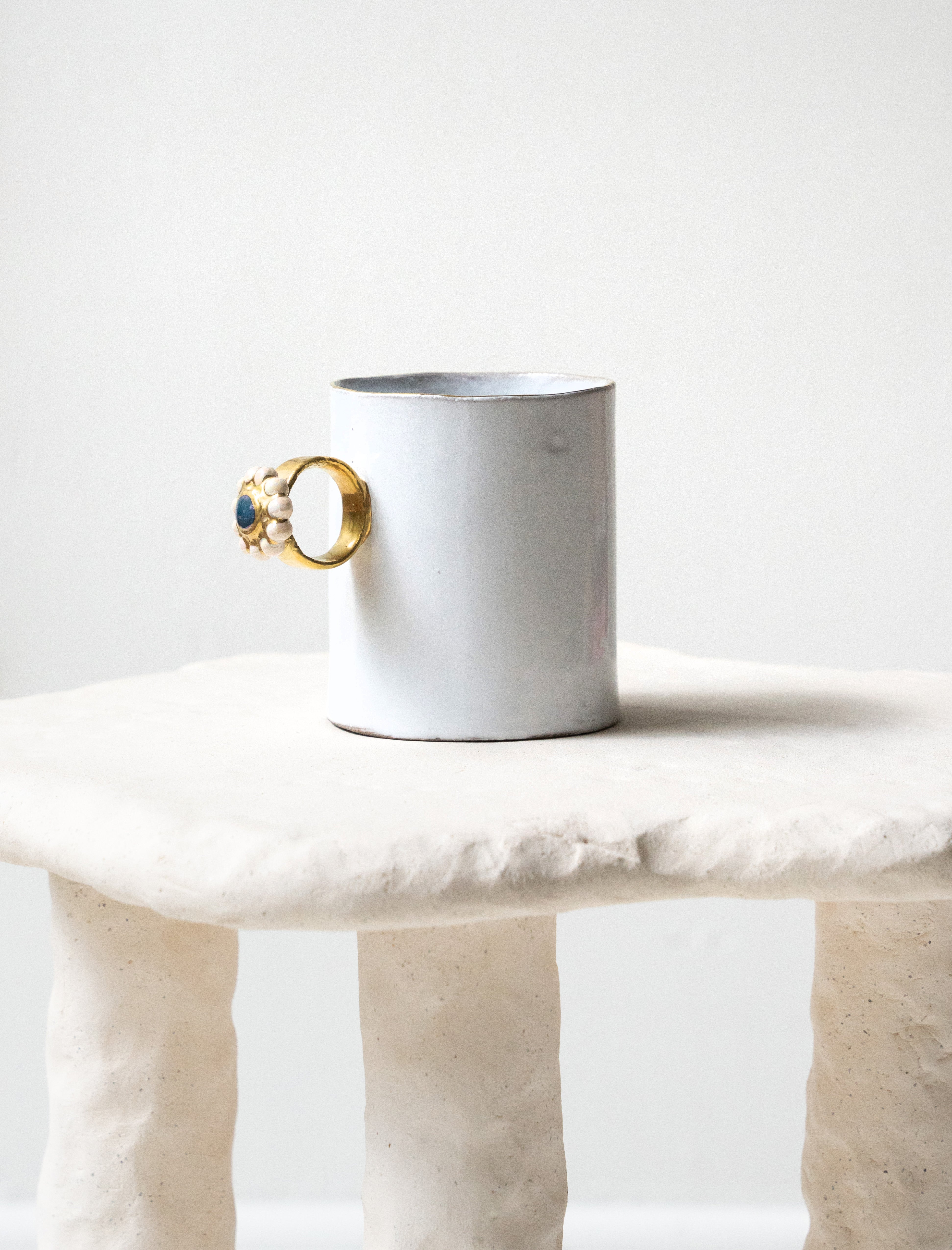 Astier de Villatte Iridescent Blue Ring Cup