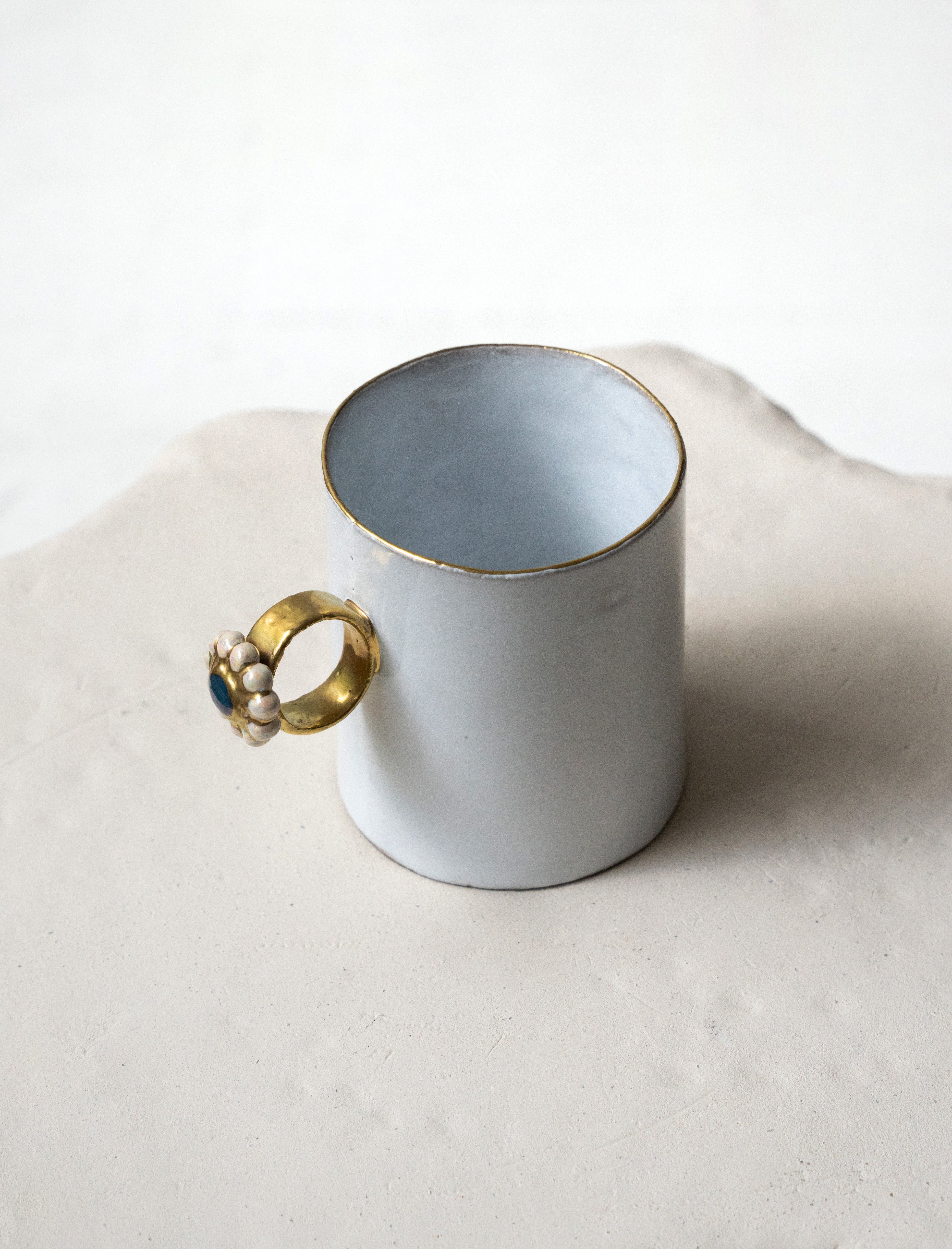Astier de Villatte Iridescent Blue Ring Cup