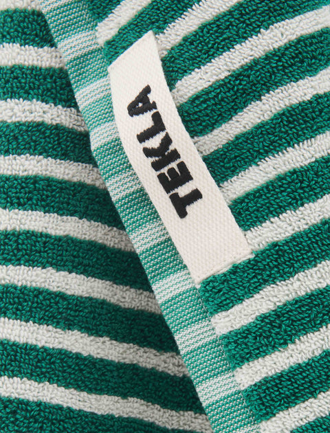 Tekla Terry Towel Teal Green Stripes