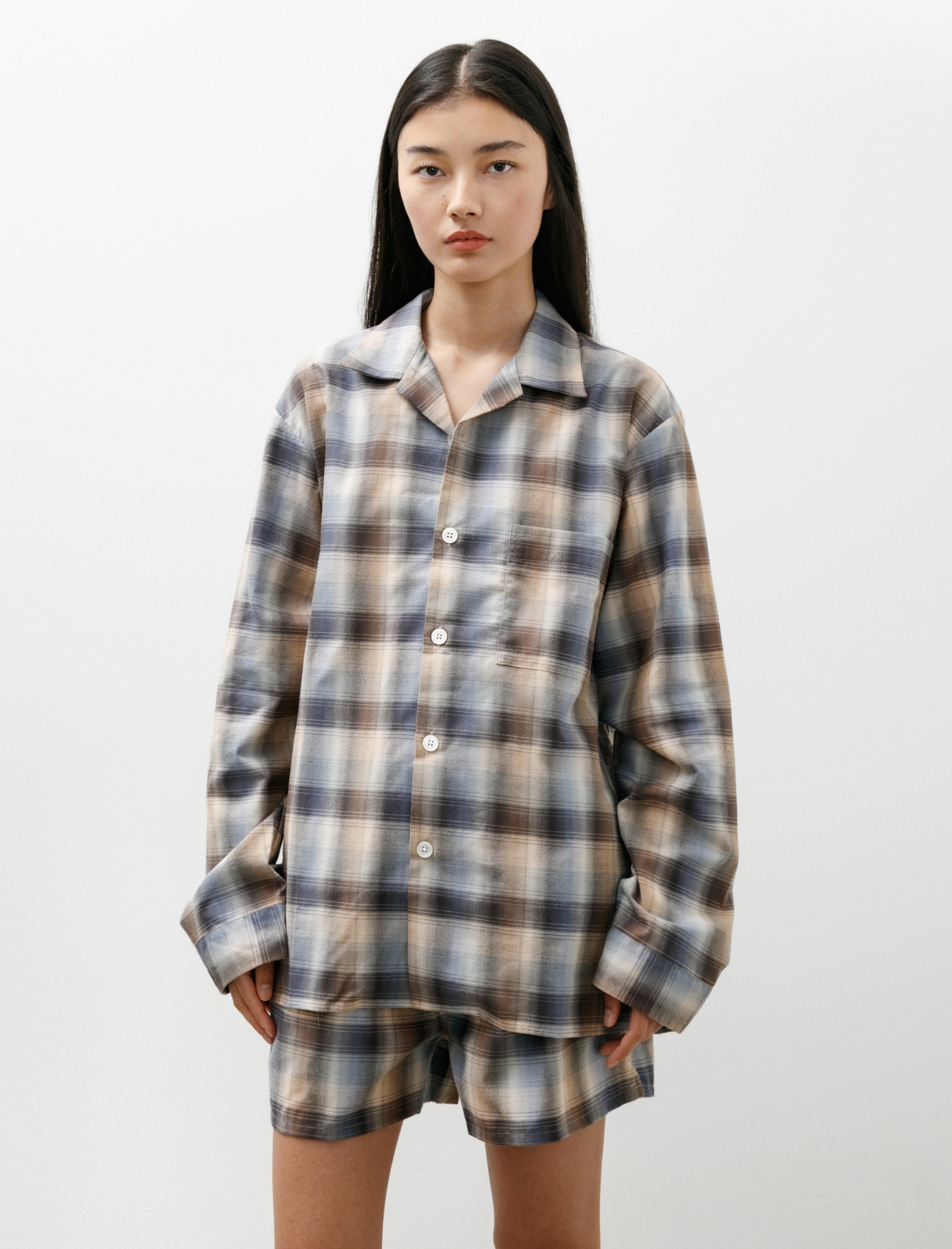 TEKLA x AURALEE Flannel Pyjama Shirt Dawn Checks