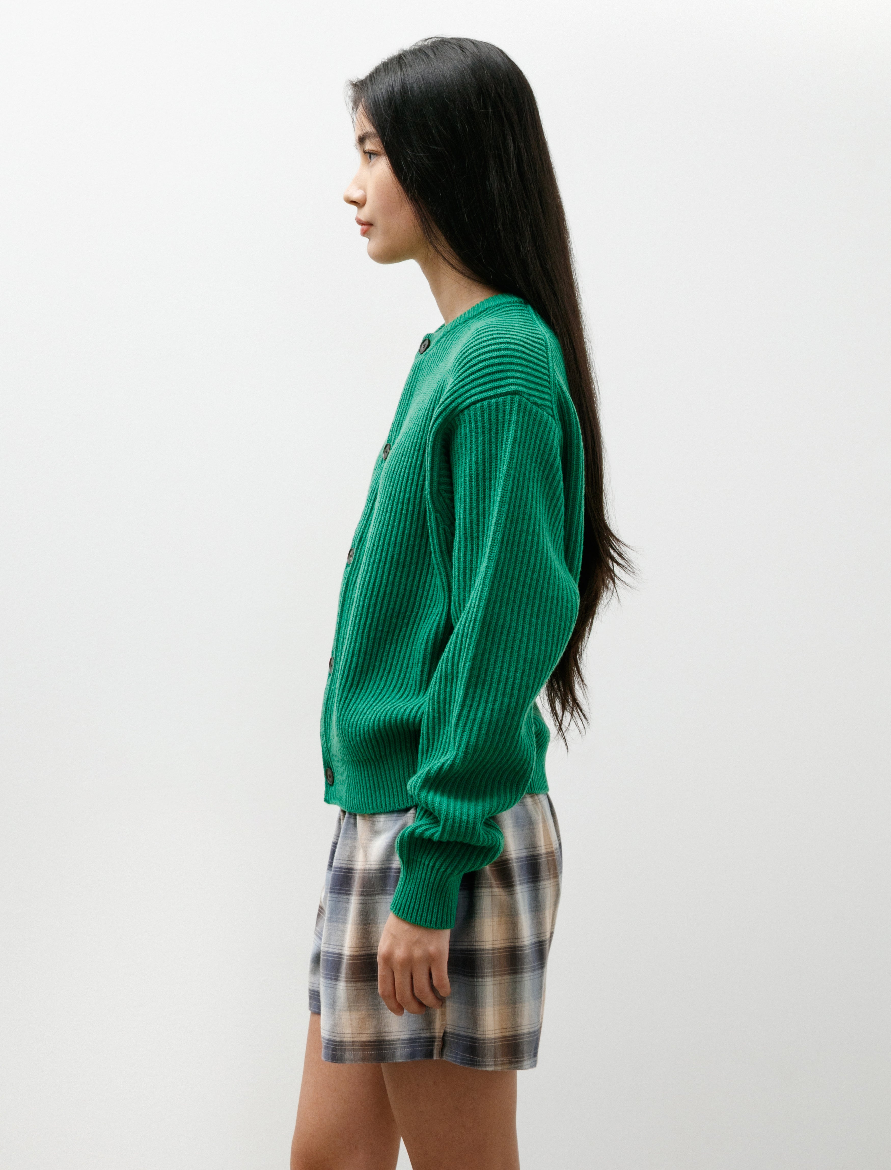 AURALEE x TEKLA Cashmere Crewneck Cardigan Forest Green