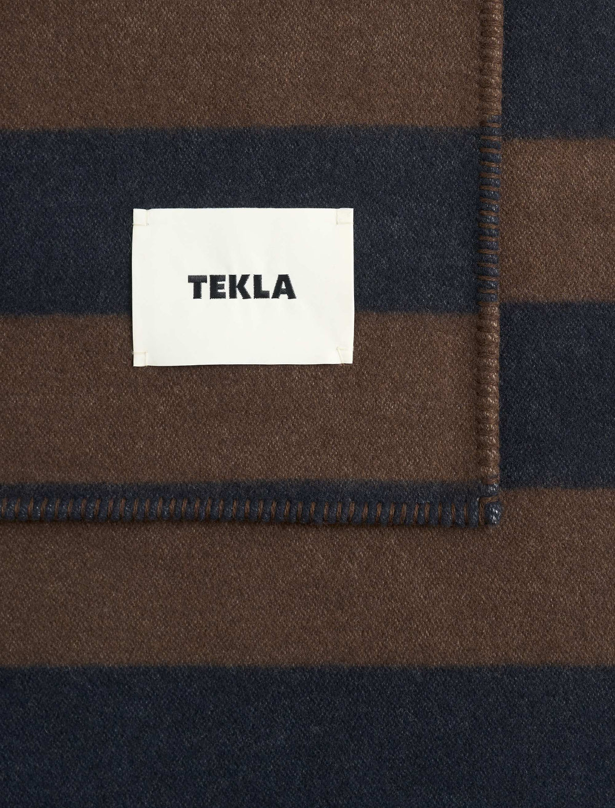 Lambswool Blanket Walnut & Dust Blue Stripes