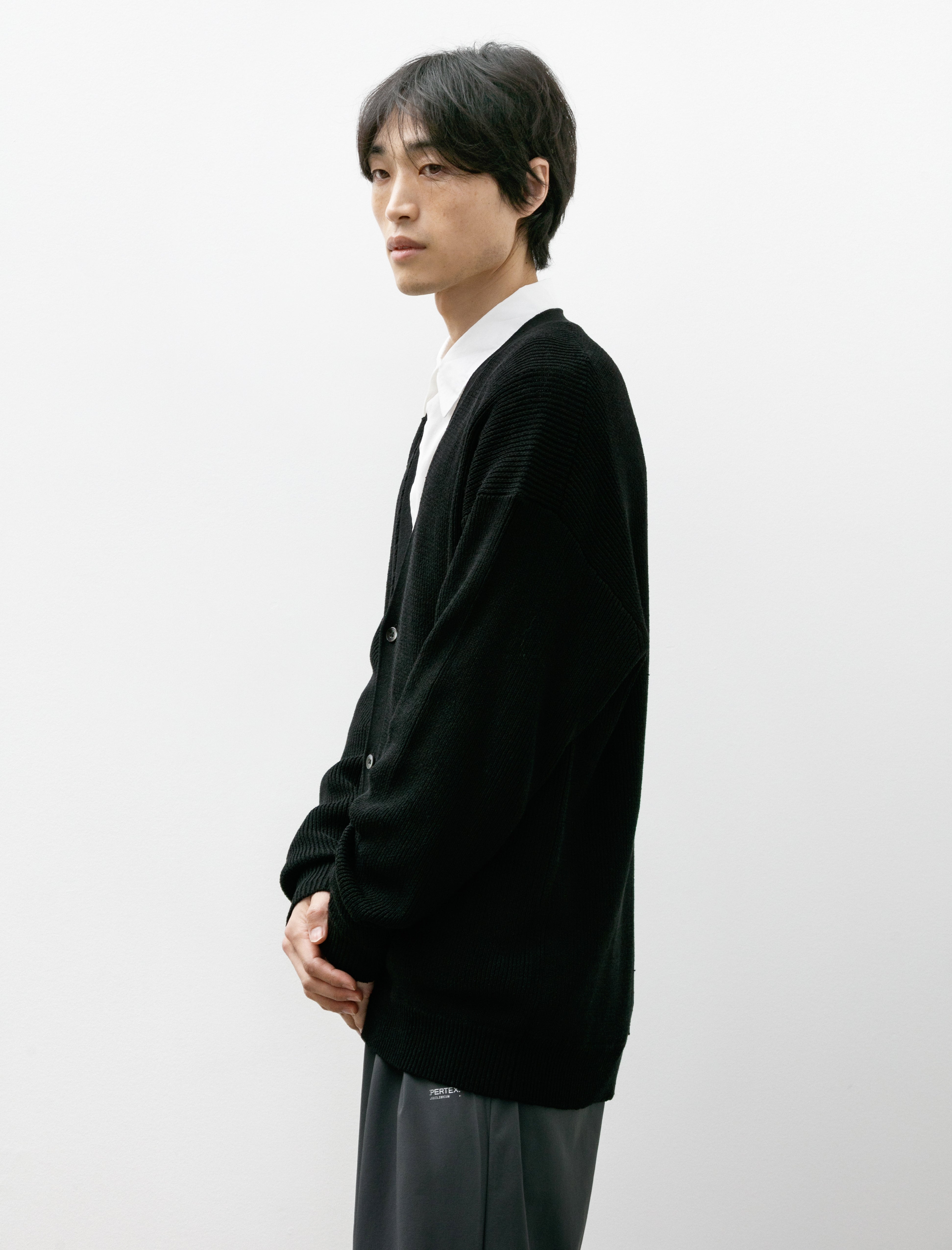 Graphpaper Linen Solotex Loose Rib Cardigan Black