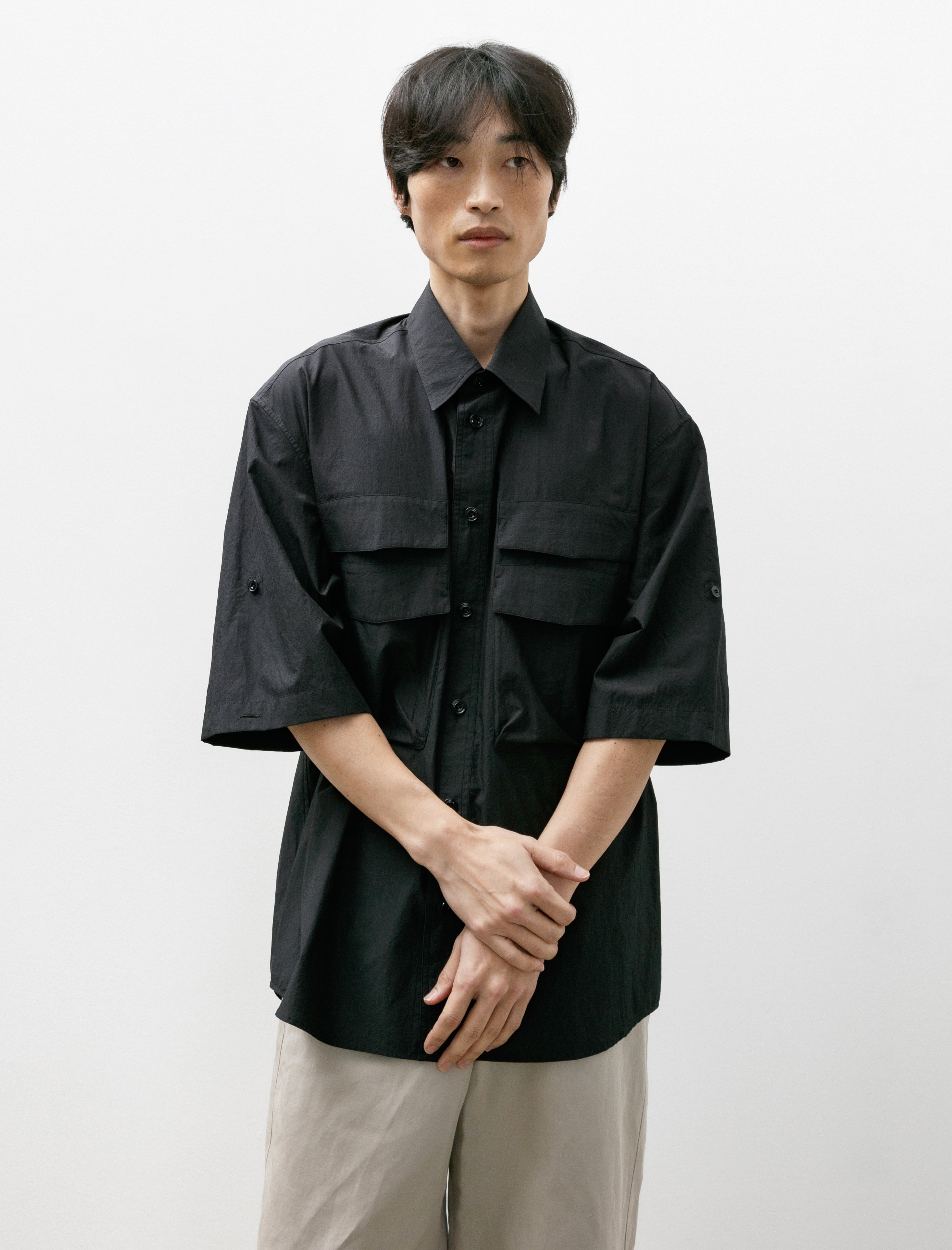 Lemaire Utility Shirt Crepe Cotton Charcoal