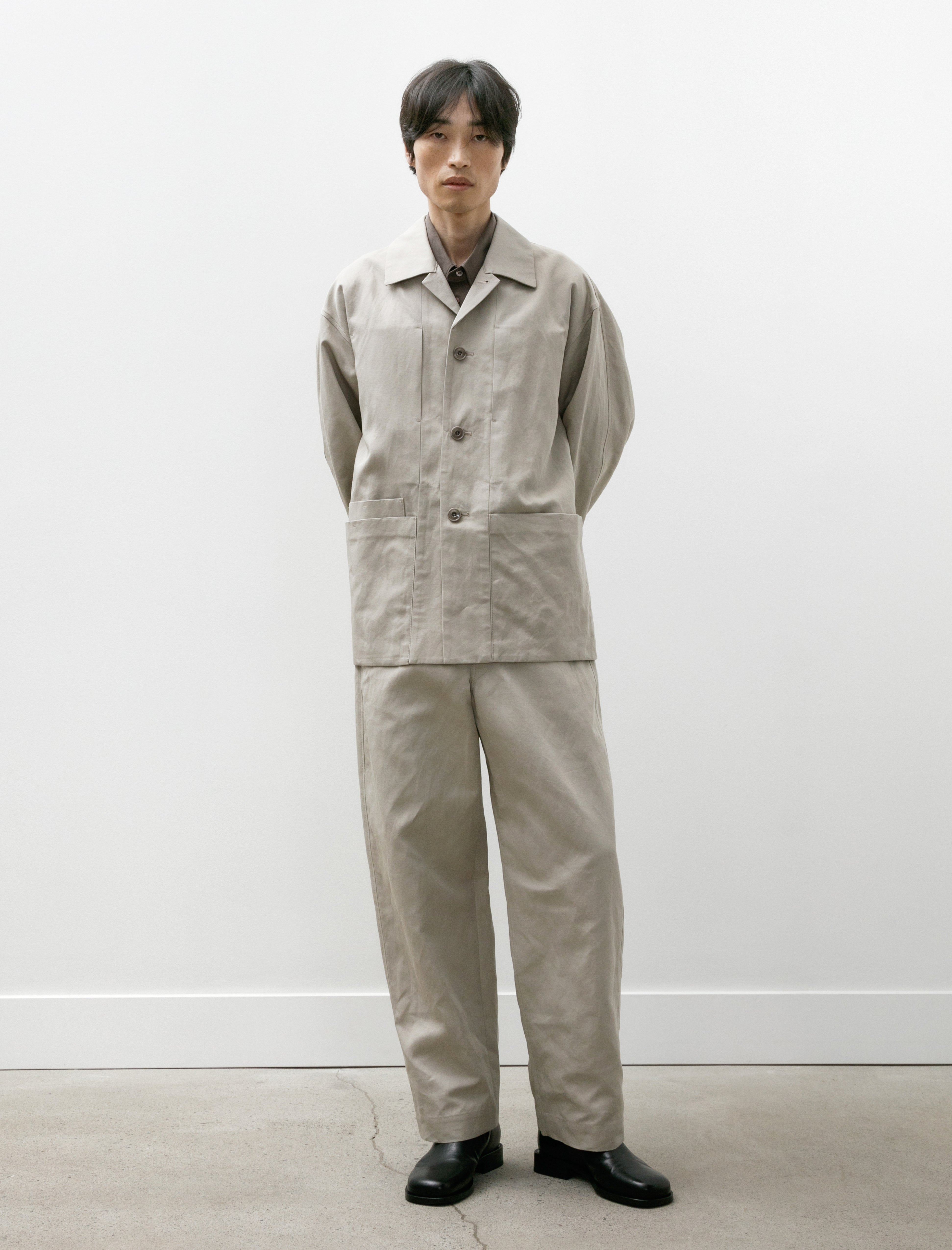 Lemaire Boxy SB Workwear Jacket Cotton Linen Gabardine Mastic