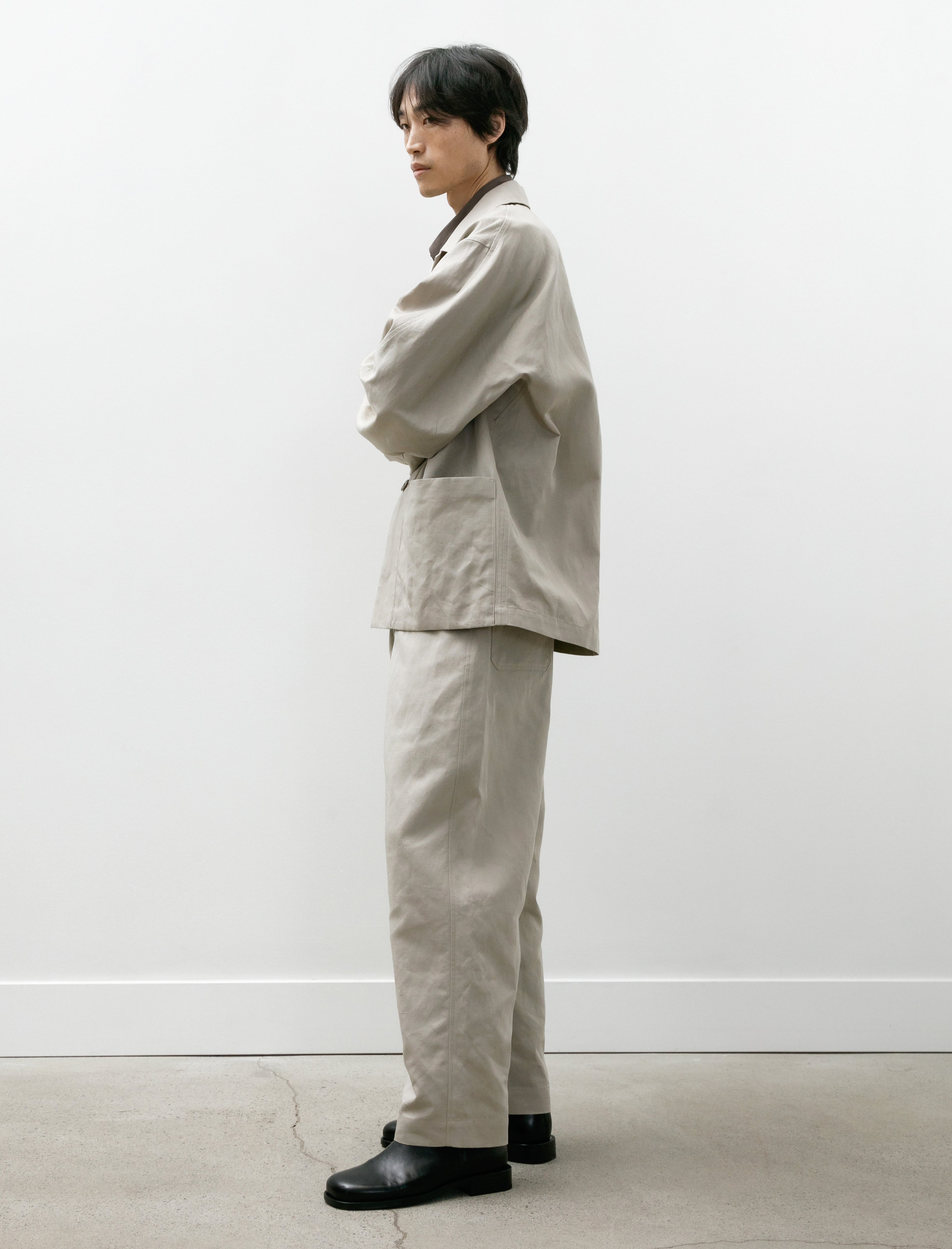 Lemaire Big Chino Pants Cotton Linen Gabardine Mastic
