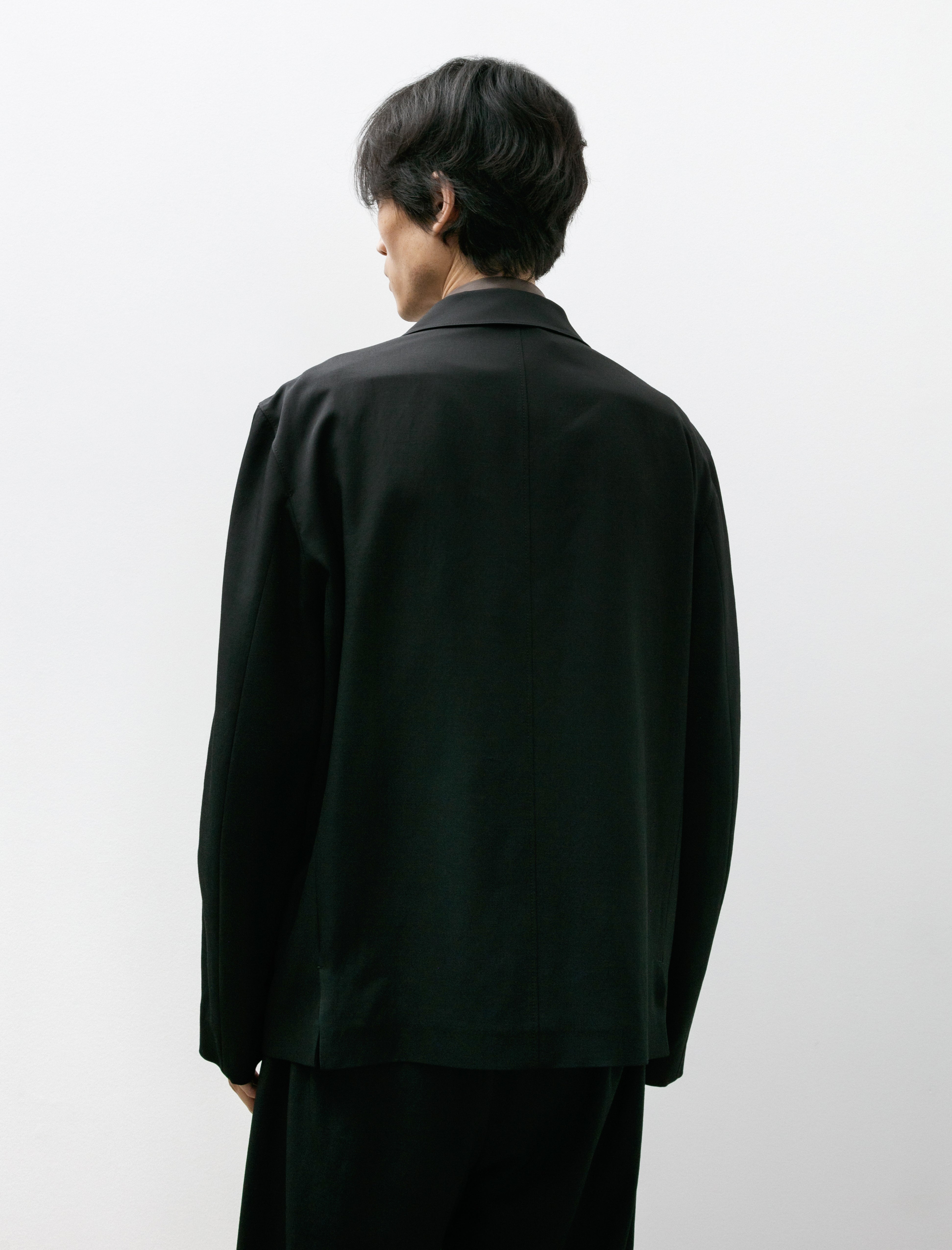 Lemaire Tailored Shirt Jacket Wool Viscose Gabardine Black