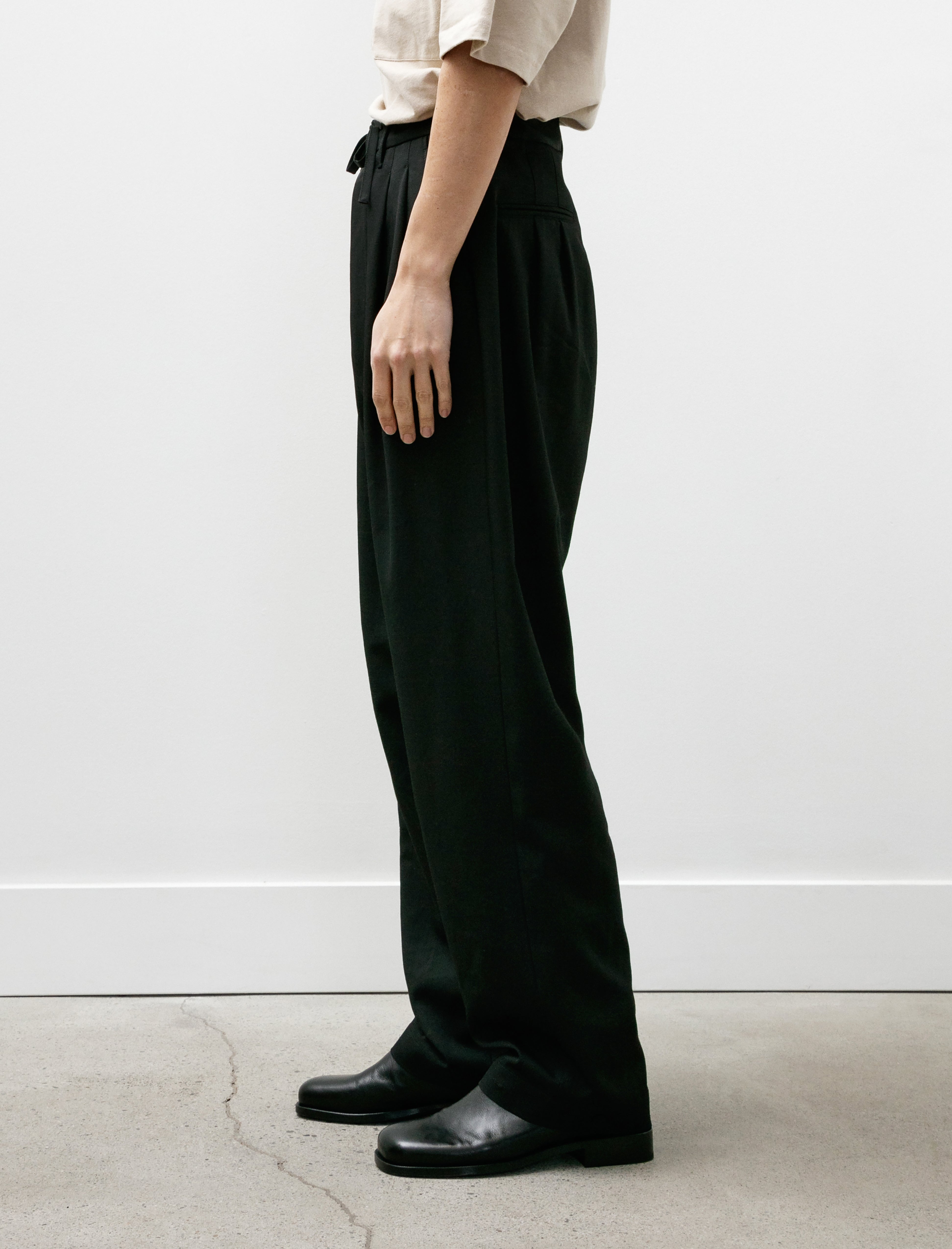 Lemaire Drawstring Pleated Pants Black