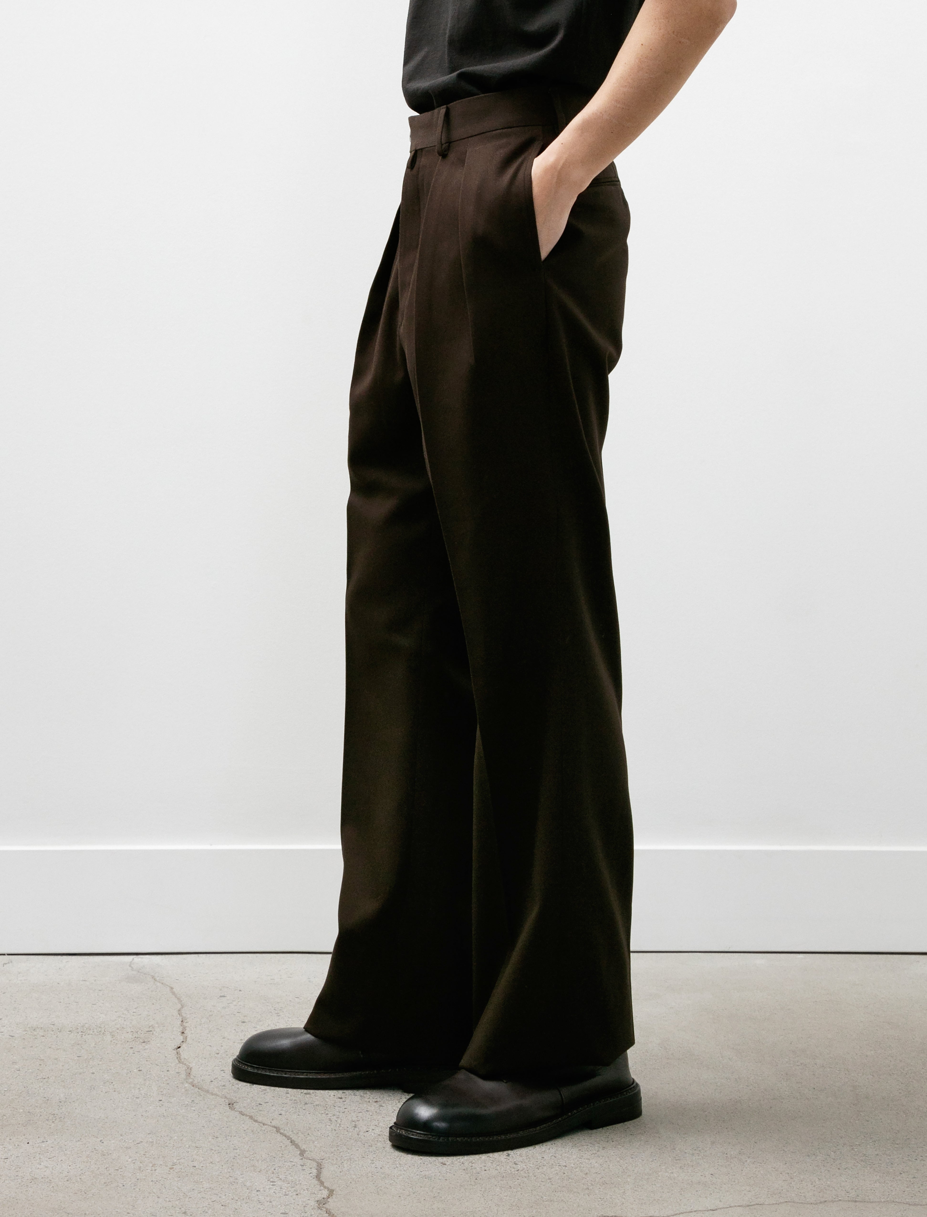 Neat Cotton Venetian Flare Trousers Brown