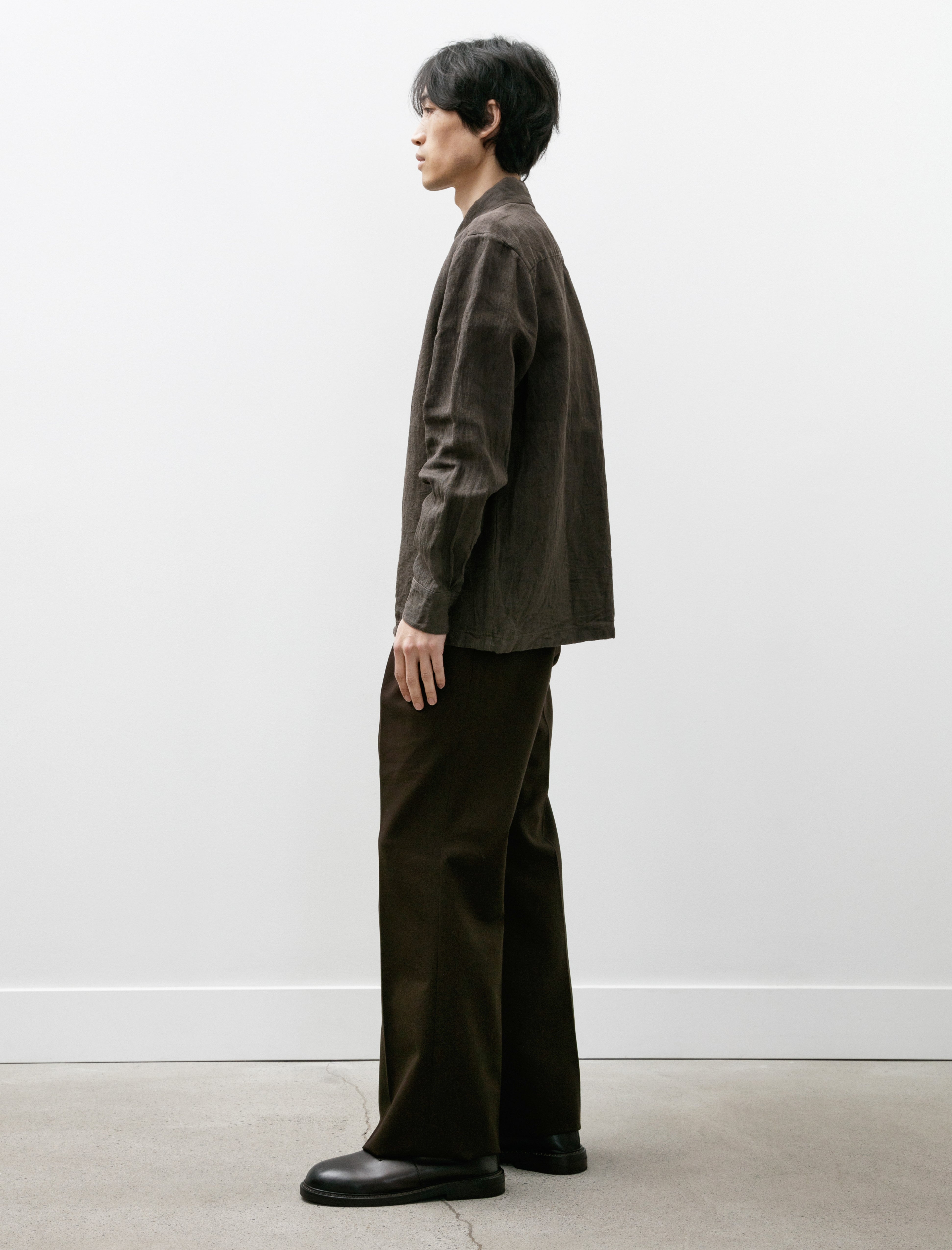 Neat Cotton Venetian Flare Trousers Brown