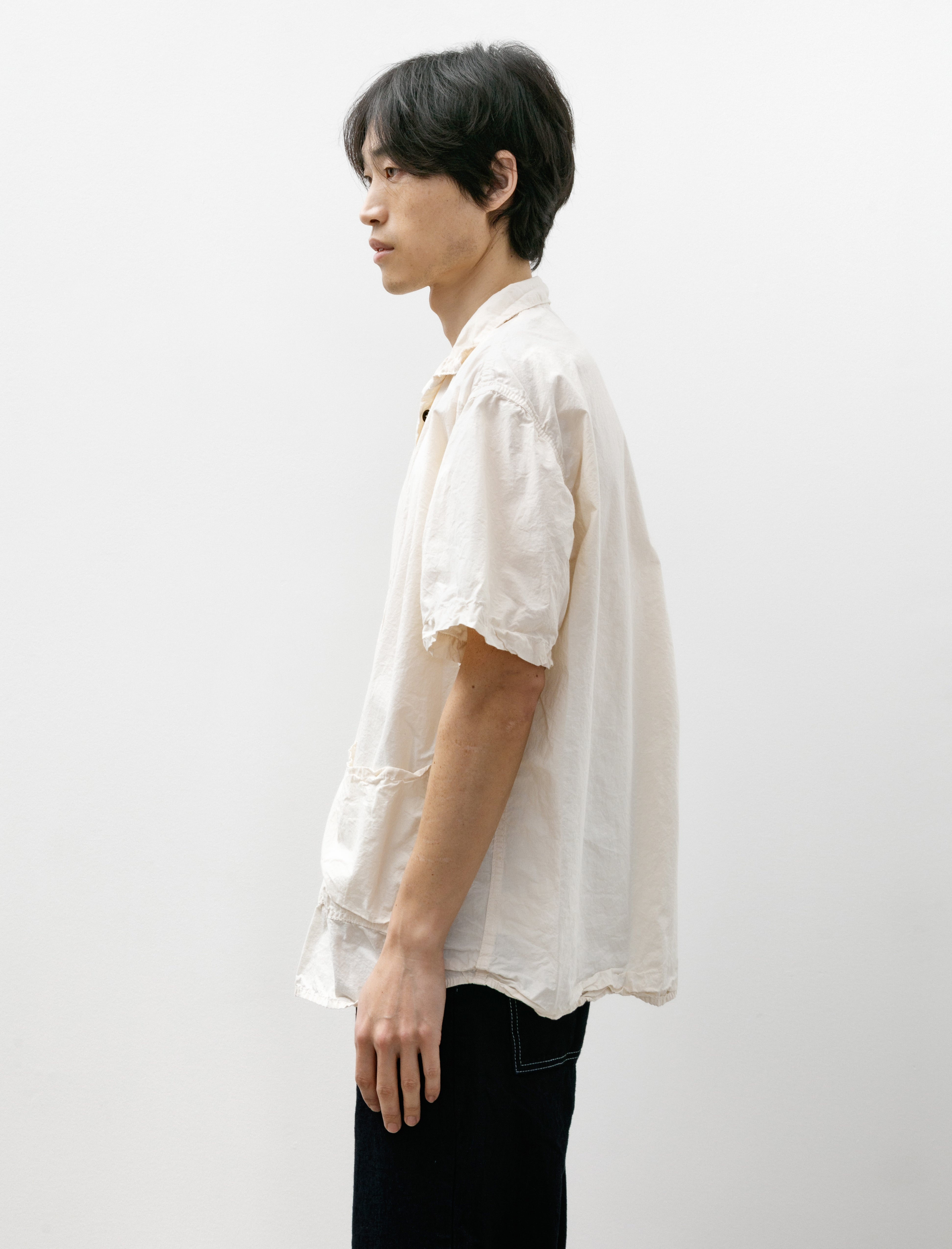 Tender 469 Short Sleeve Flipped Collar Shirt Ecru Lawn Rinsed