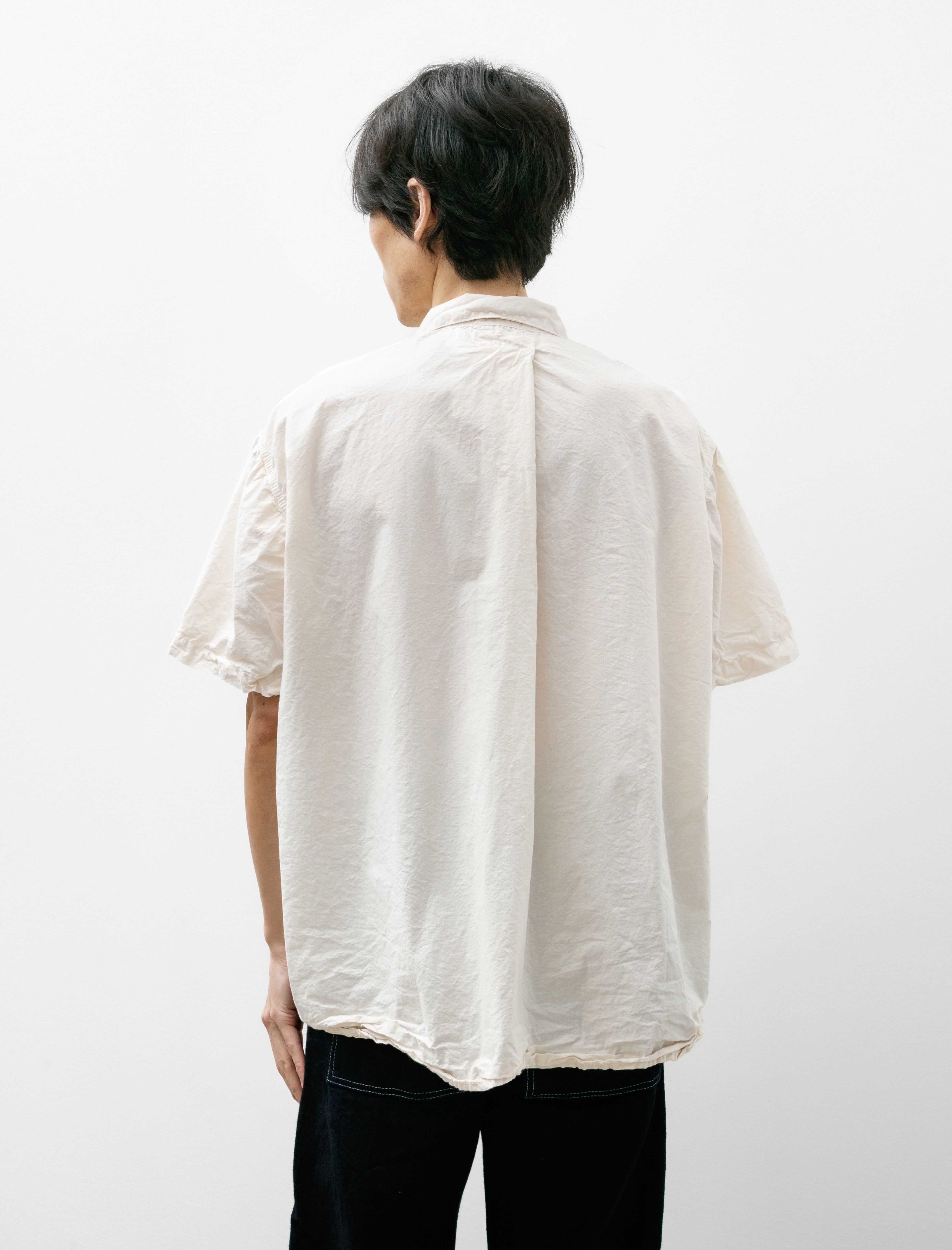 Tender 469 Short Sleeve Flipped Collar Shirt Ecru Lawn Rinsed