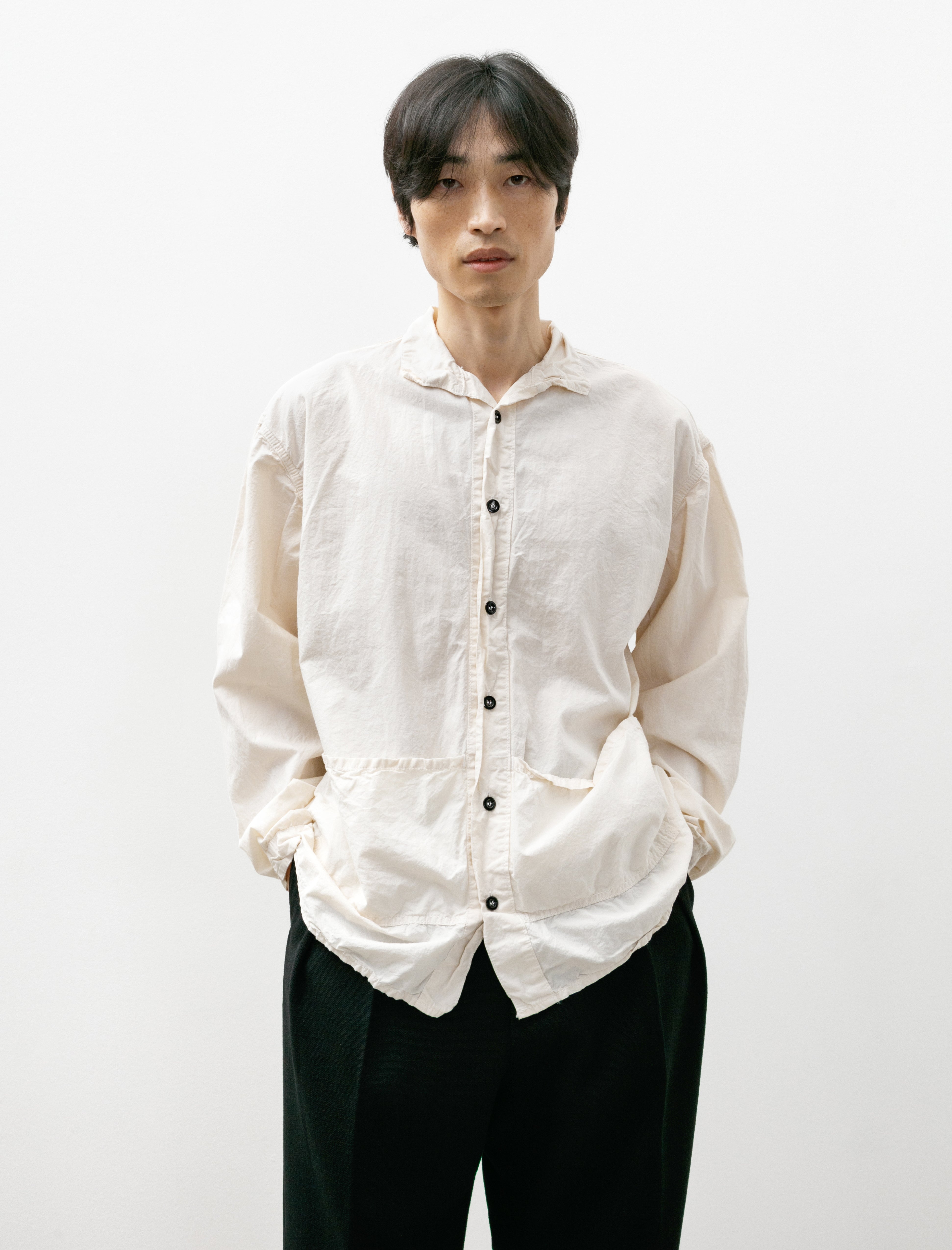 Tender 468 Flipped Collar Shirt Ecru Lawn Rinsed