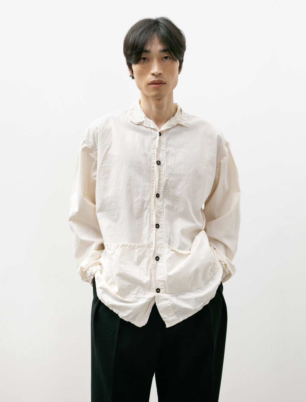 Tender 468 Flipped Collar Shirt Ecru Lawn Rinsed – Neighbour