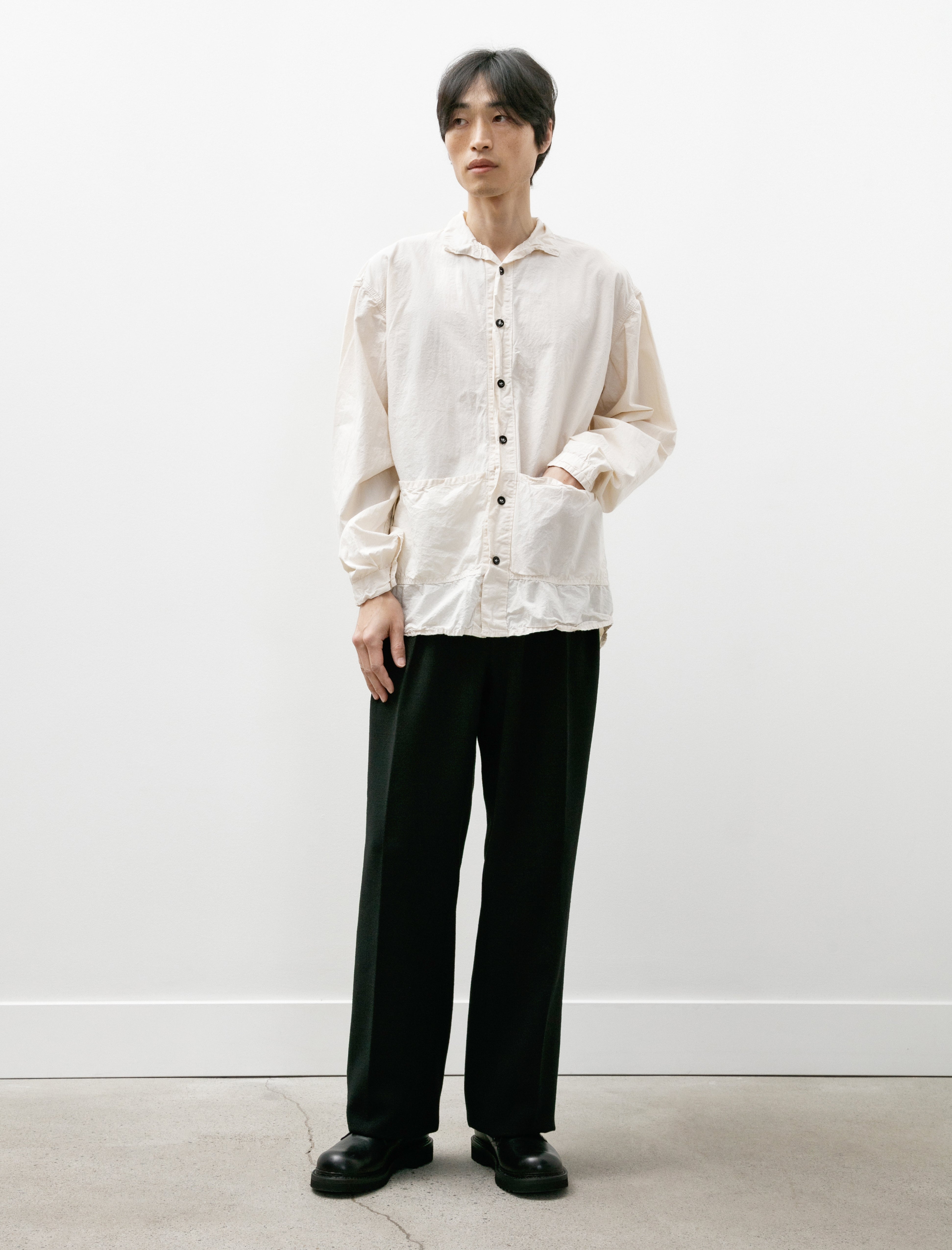 Neat Plastic Linen Wide Trousers Black