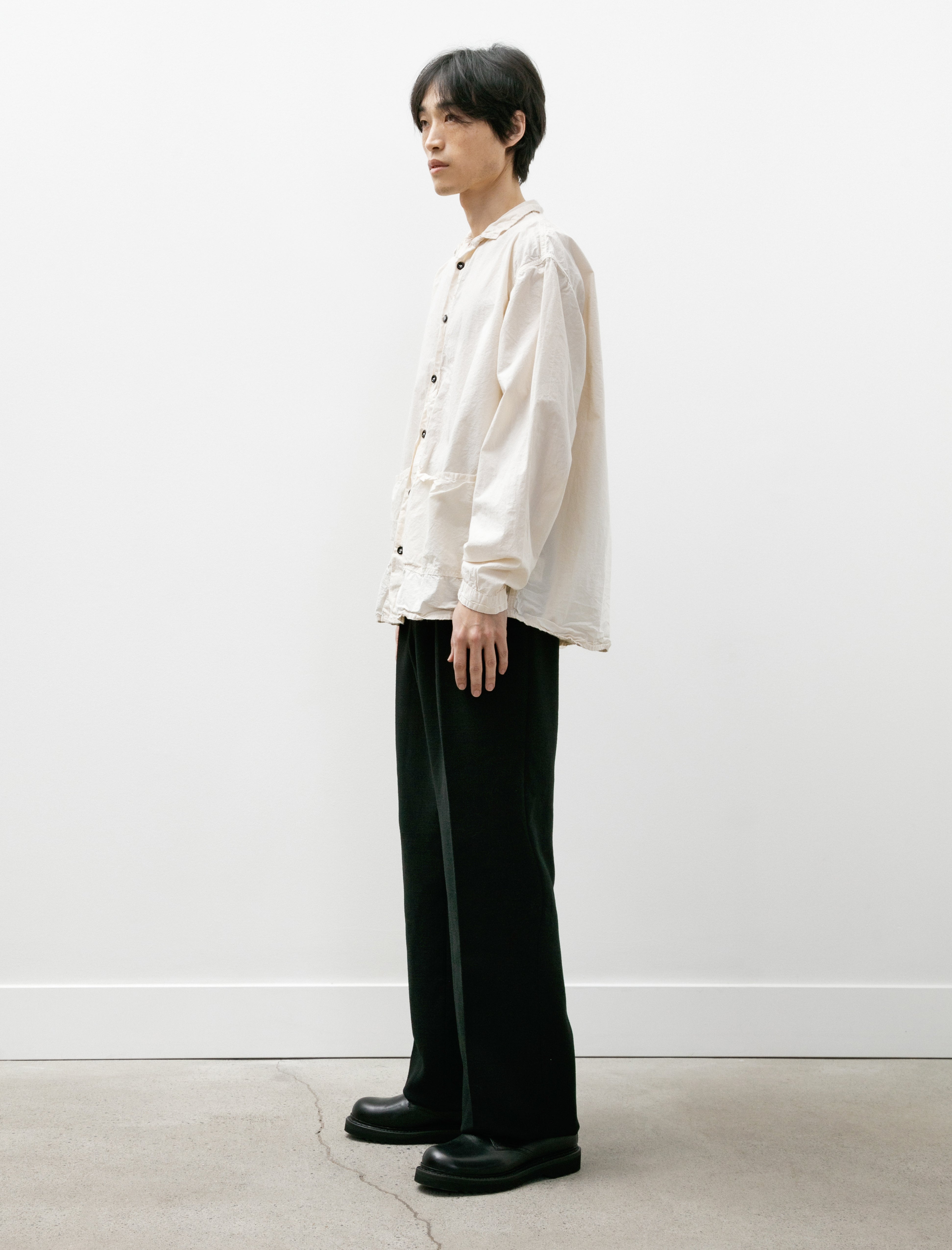 Neat Plastic Linen Wide Trousers Black