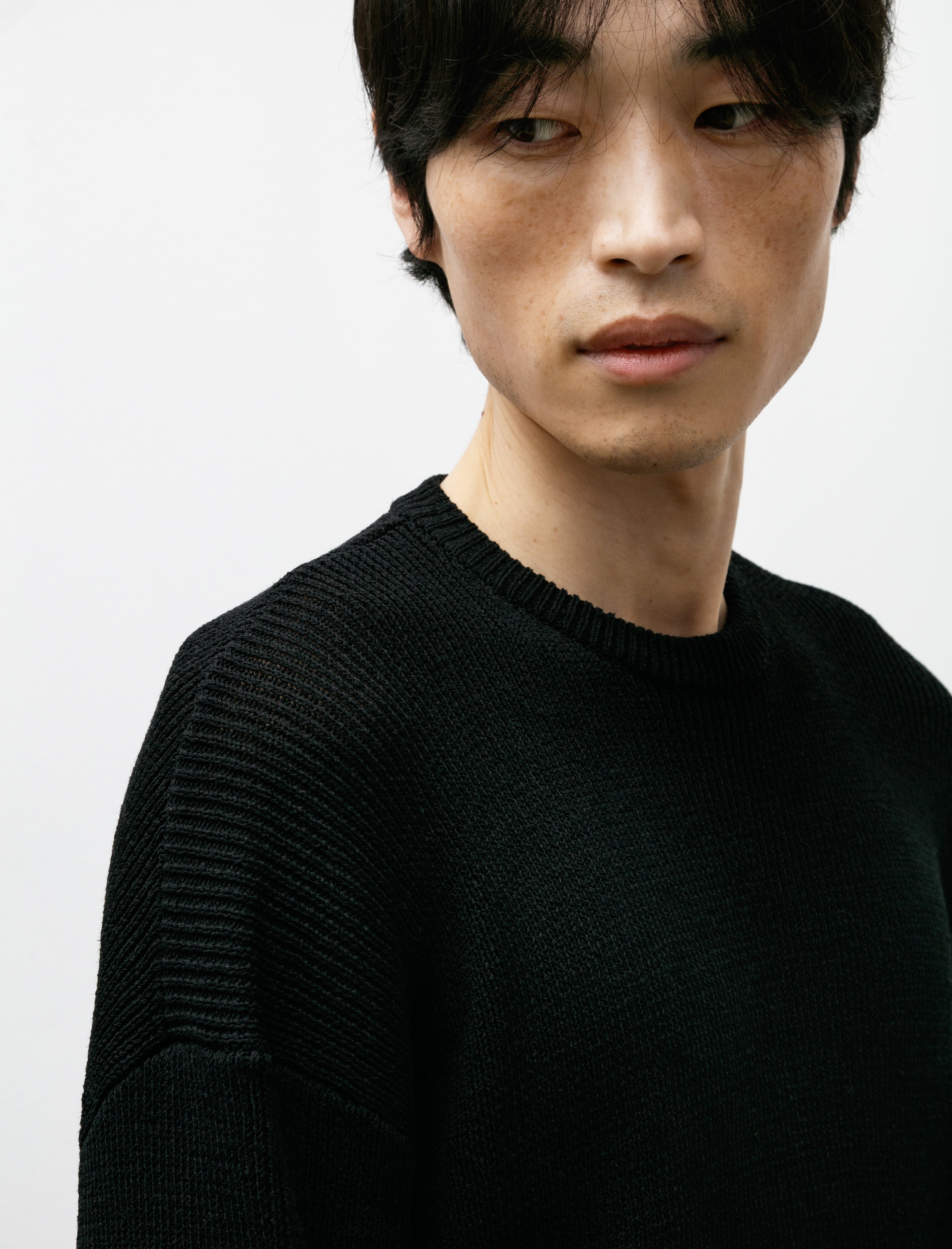 Graphpaper Linen Solotex Loose Rib Crew Neck Black