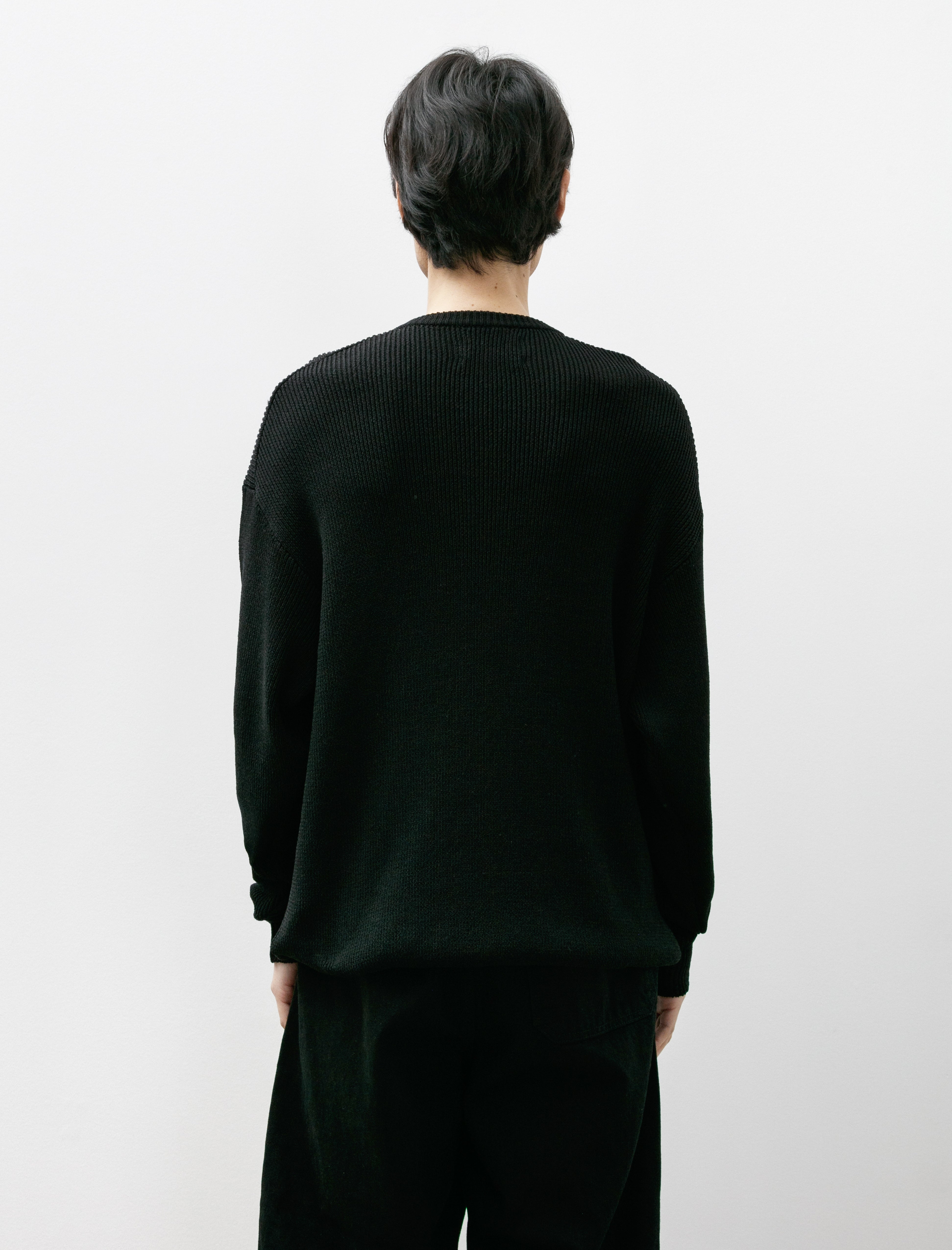 Graphpaper Linen Solotex Loose Rib Crew Neck Black