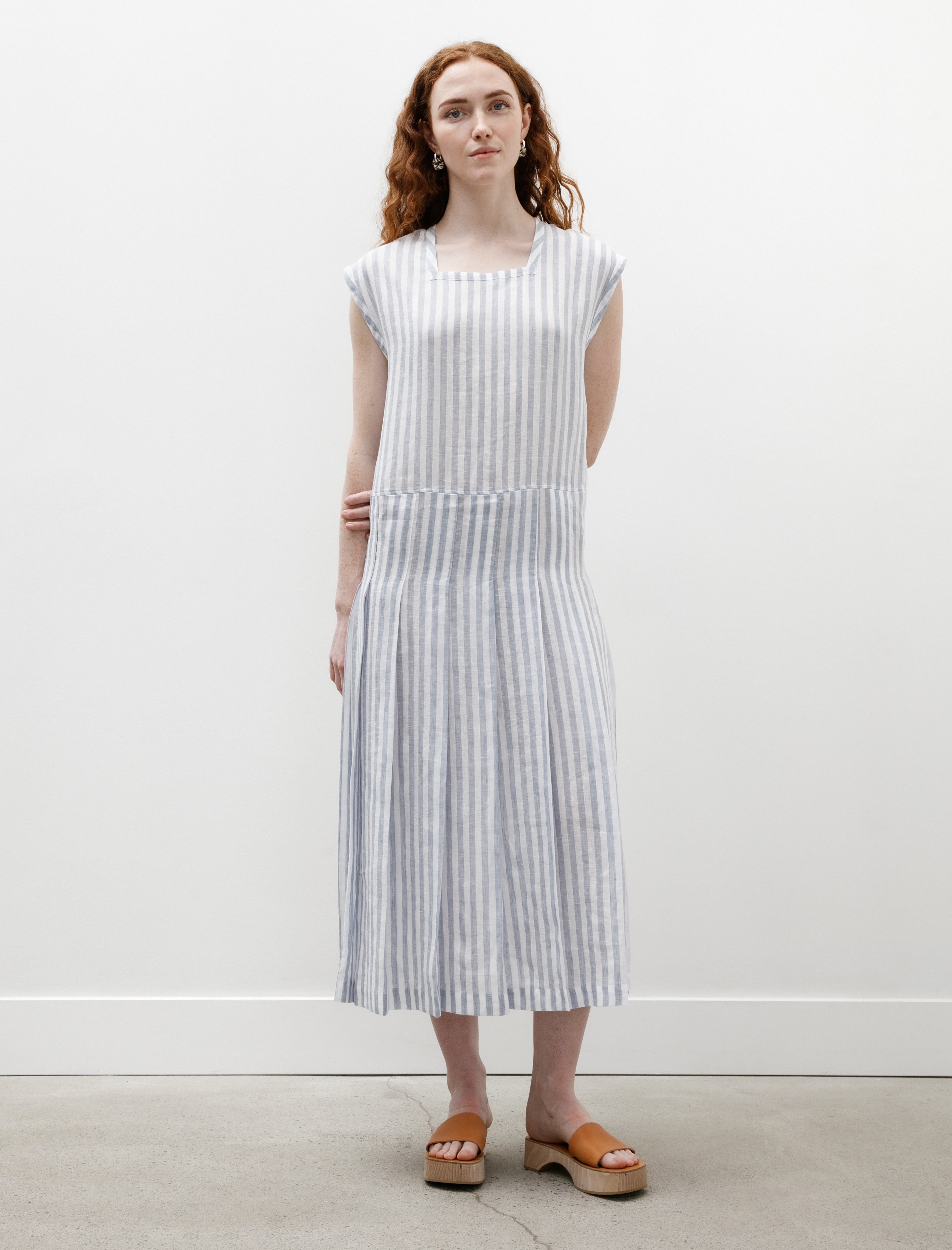 Cristaseya Tennis Dress Striped Light Blue Linen