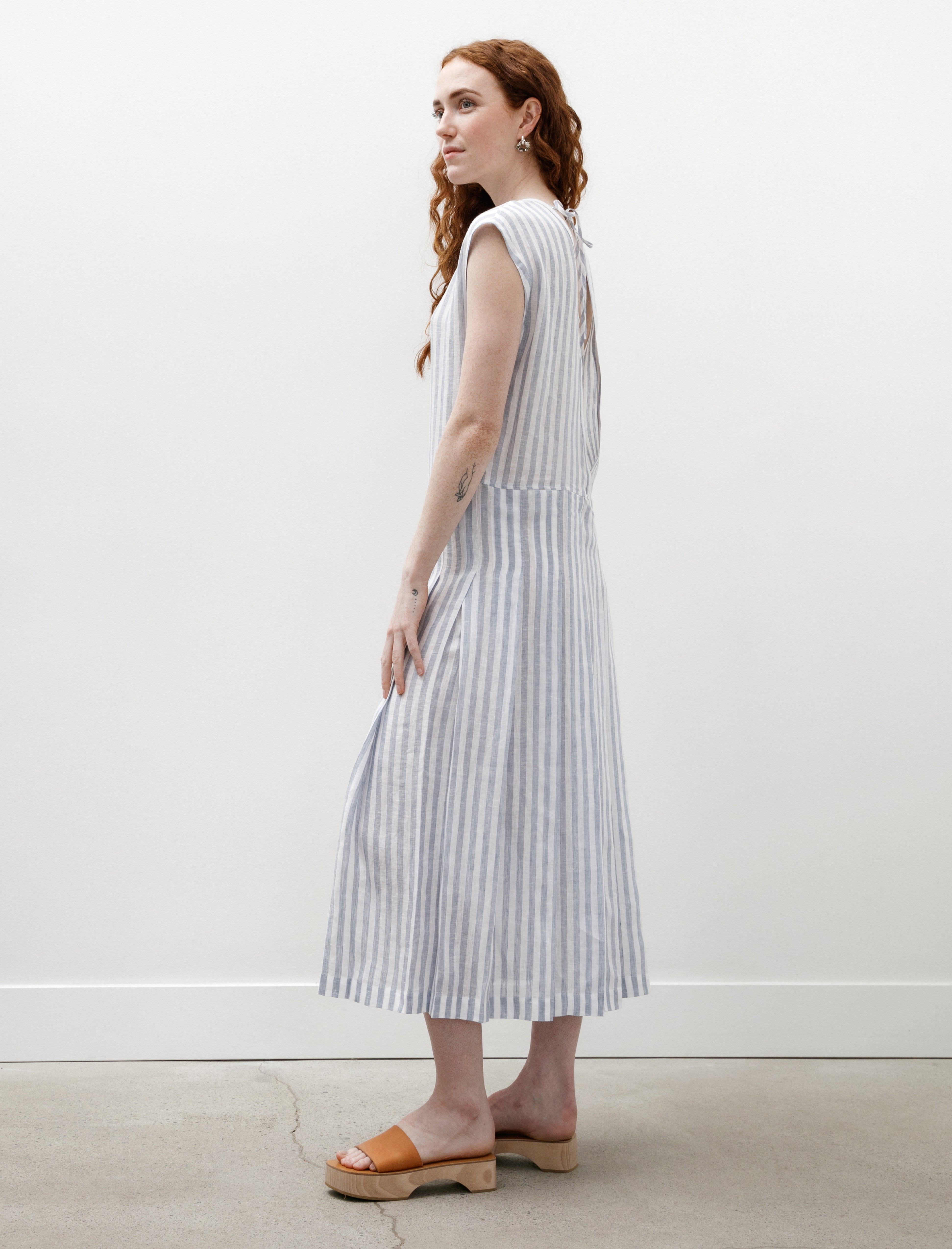 Cristaseya Tennis Dress Striped Light Blue Linen