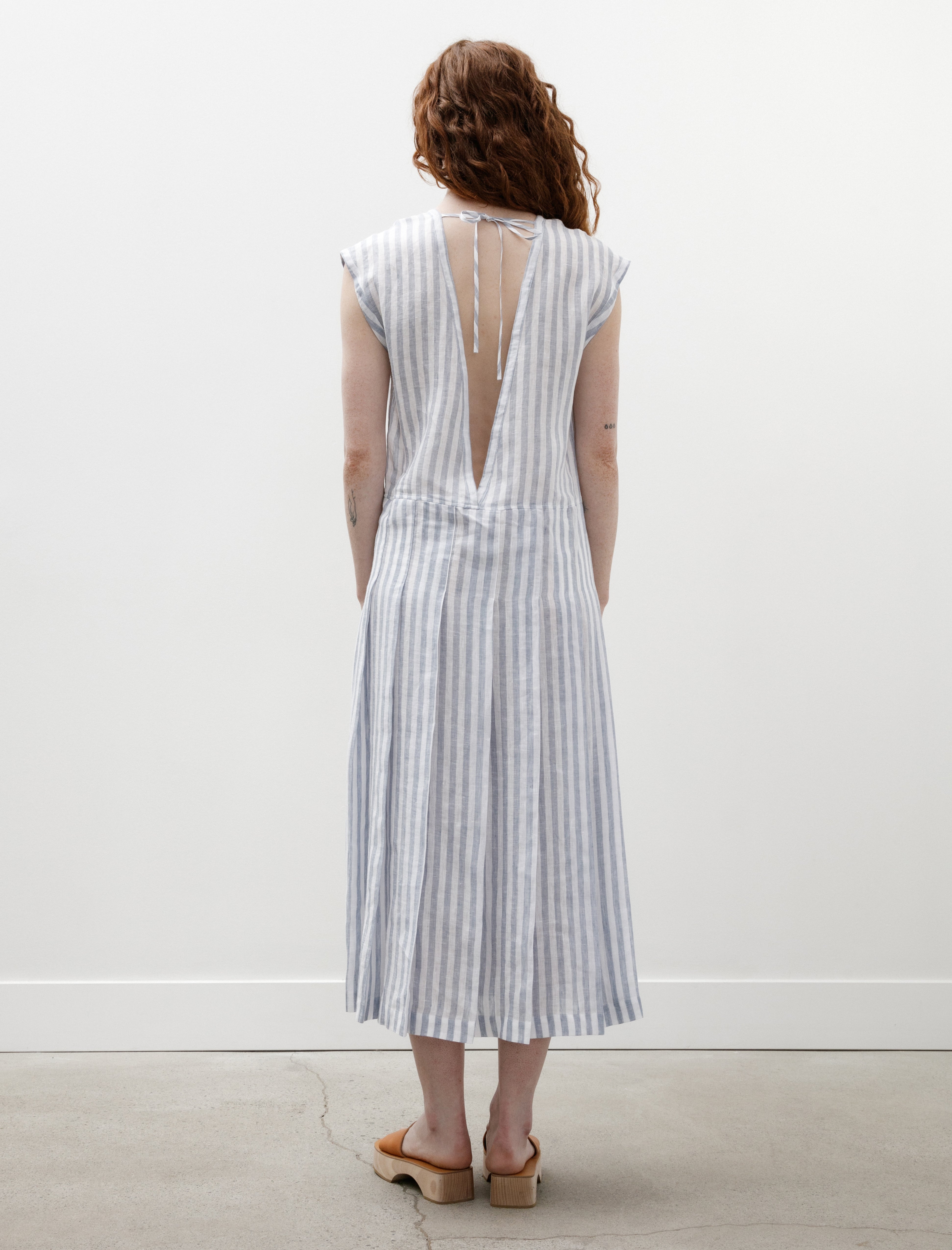 Cristaseya Tennis Dress Striped Light Blue Linen