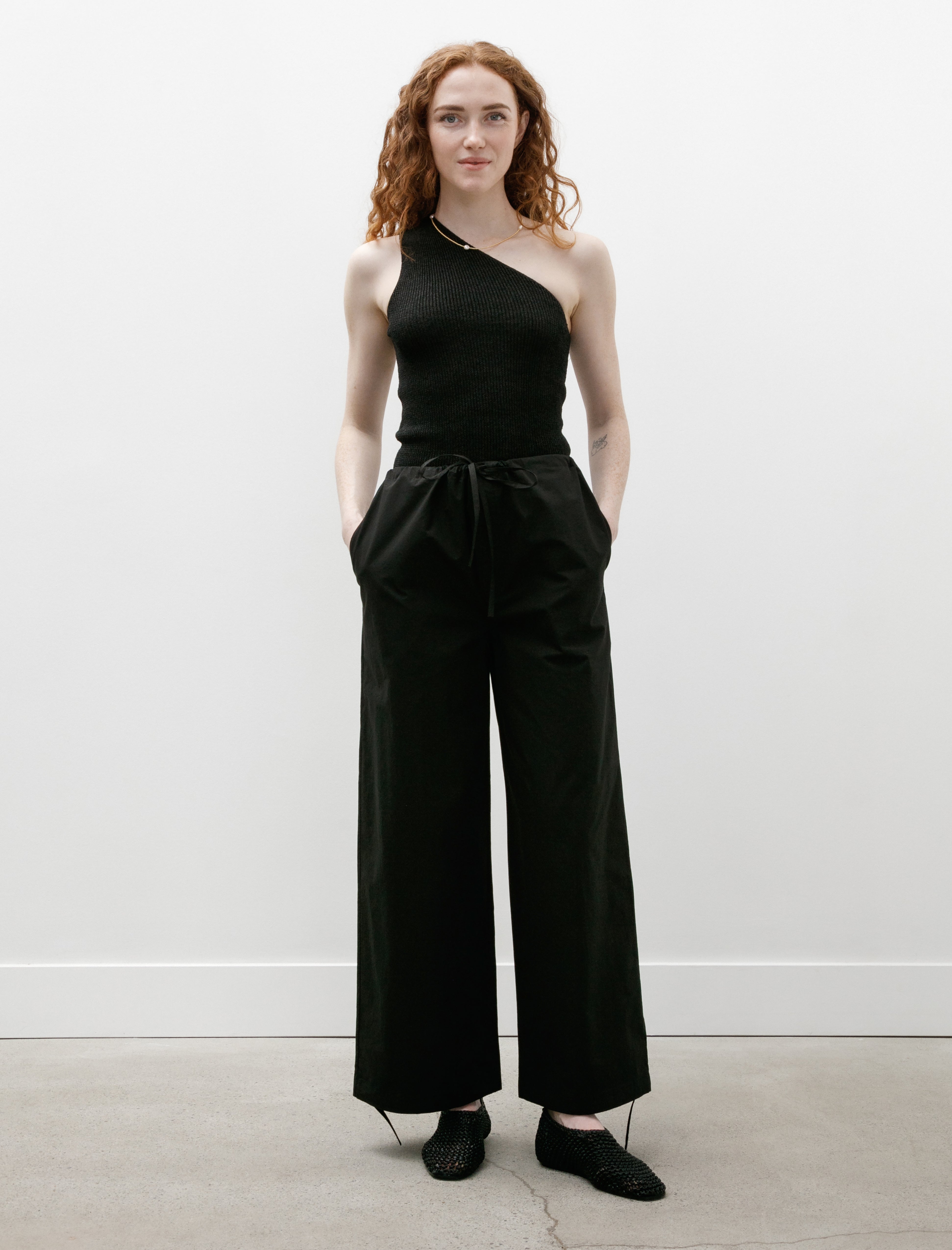 Cristaseya Maxi Large Pants with Drawstrings Black