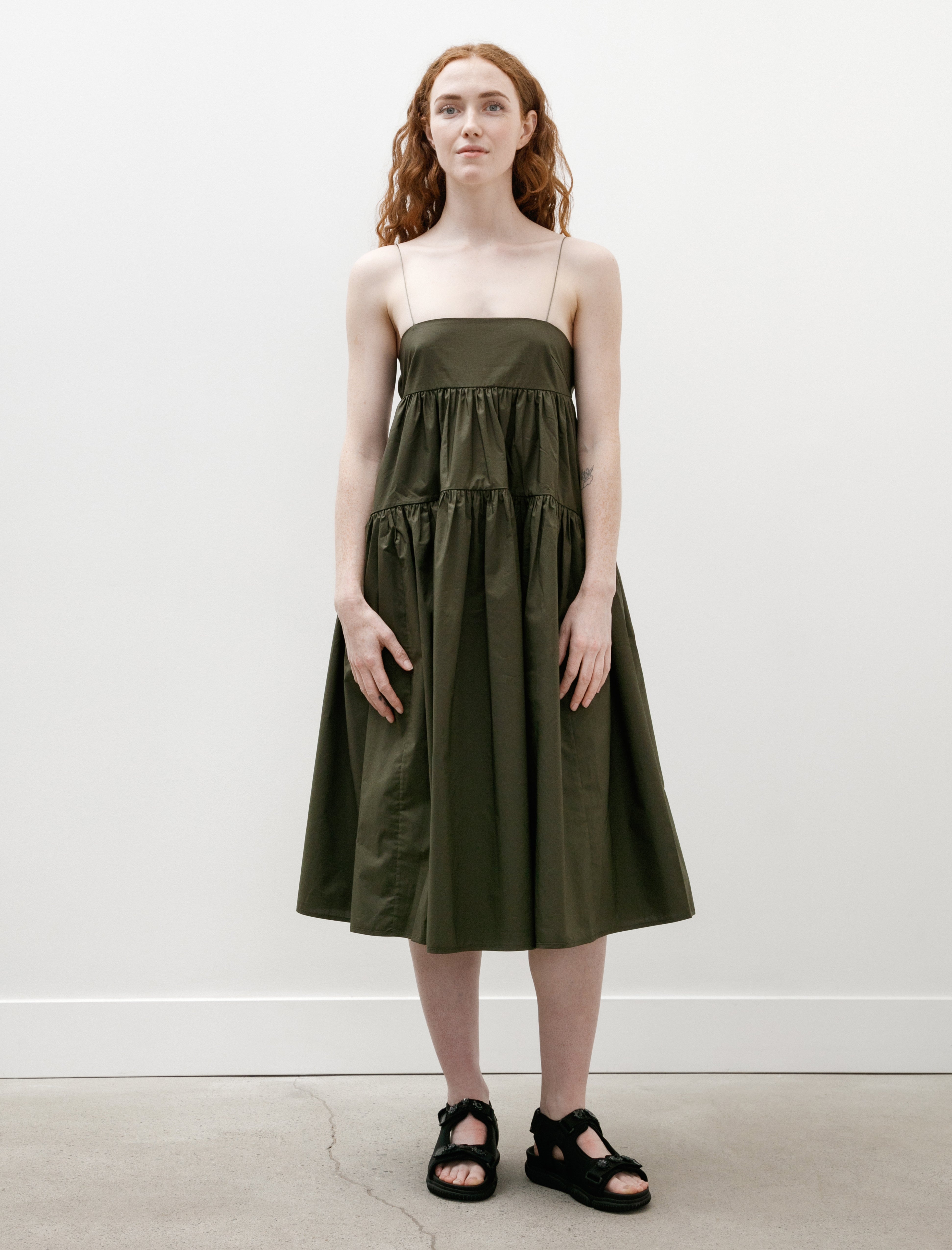 Cecilie Bahnsen Sofie Dress Cotton Pine Green