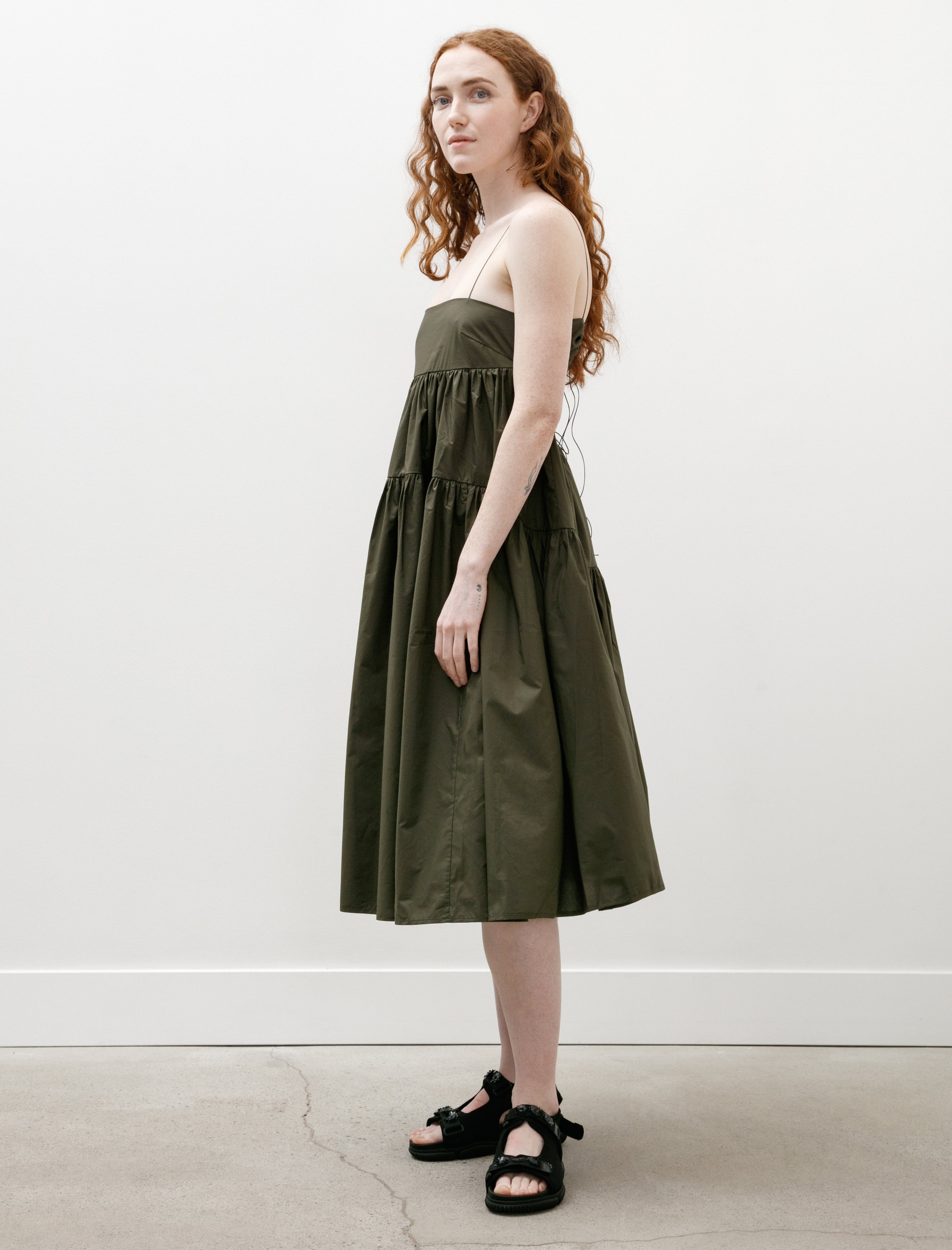 Cecilie Bahnsen Sofie Dress Cotton Pine Green