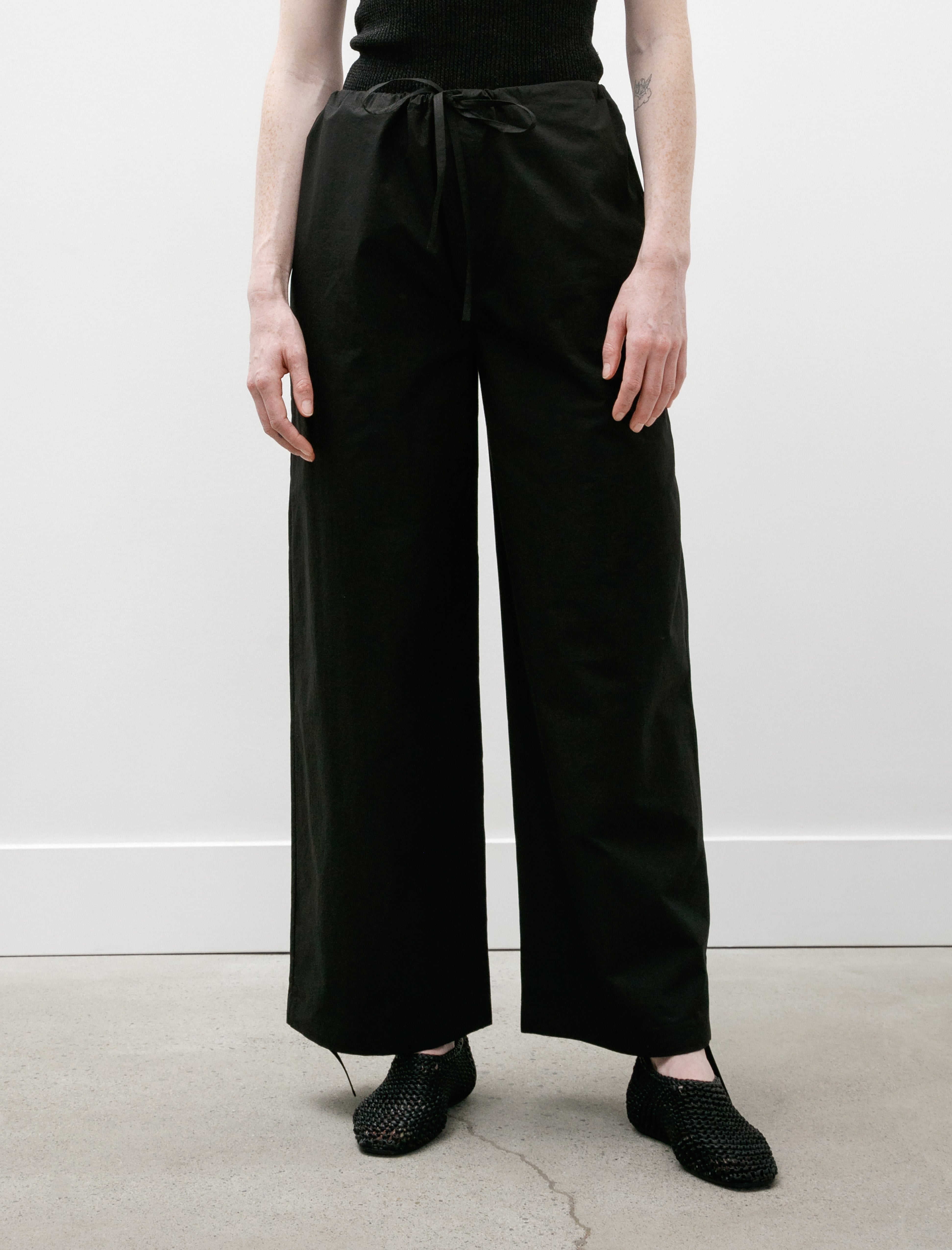 Cristaseya Maxi Large Pants with Drawstrings Black