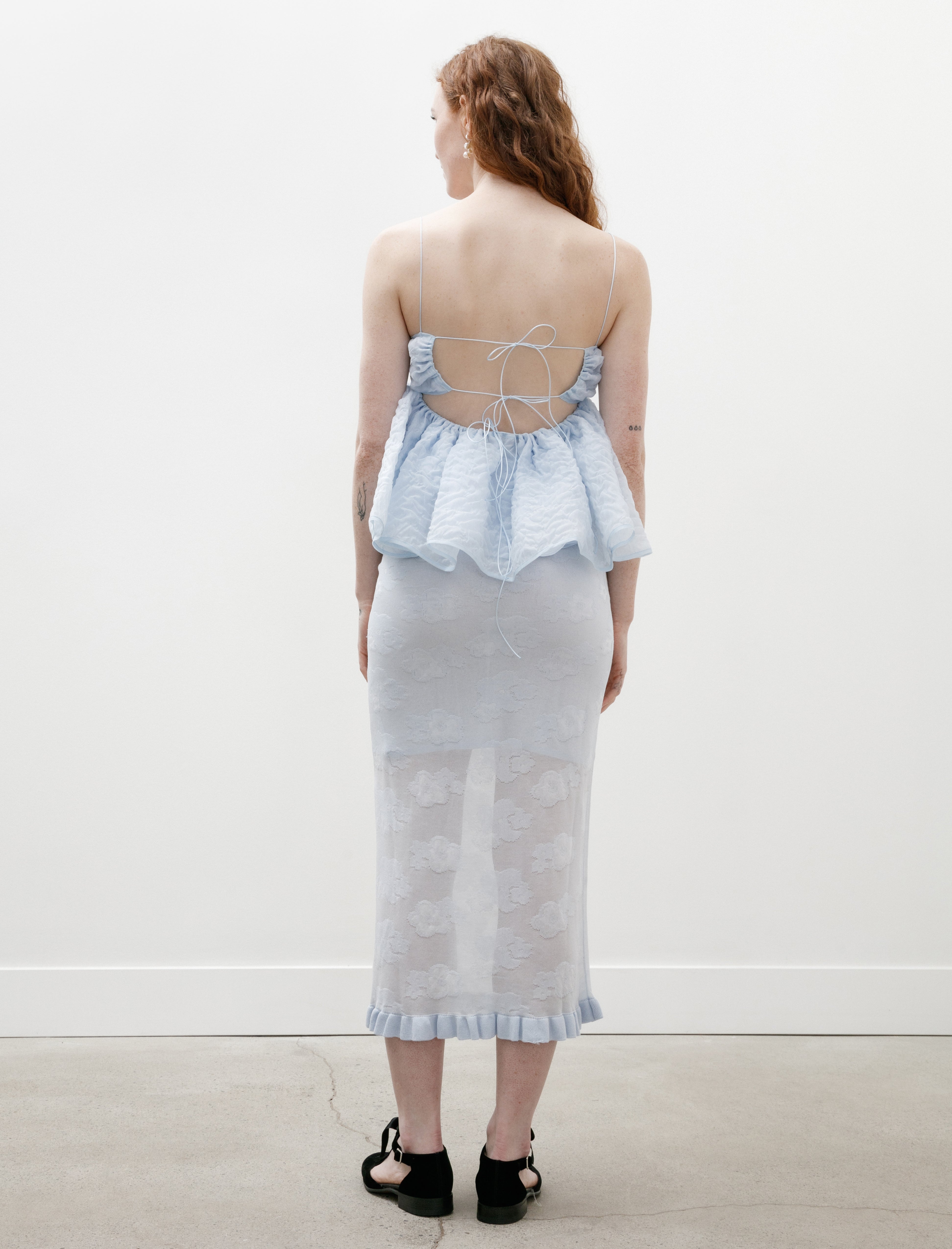 Cecilie Bahnsen Pegonia Skirt Jacquard Knit Light Blue