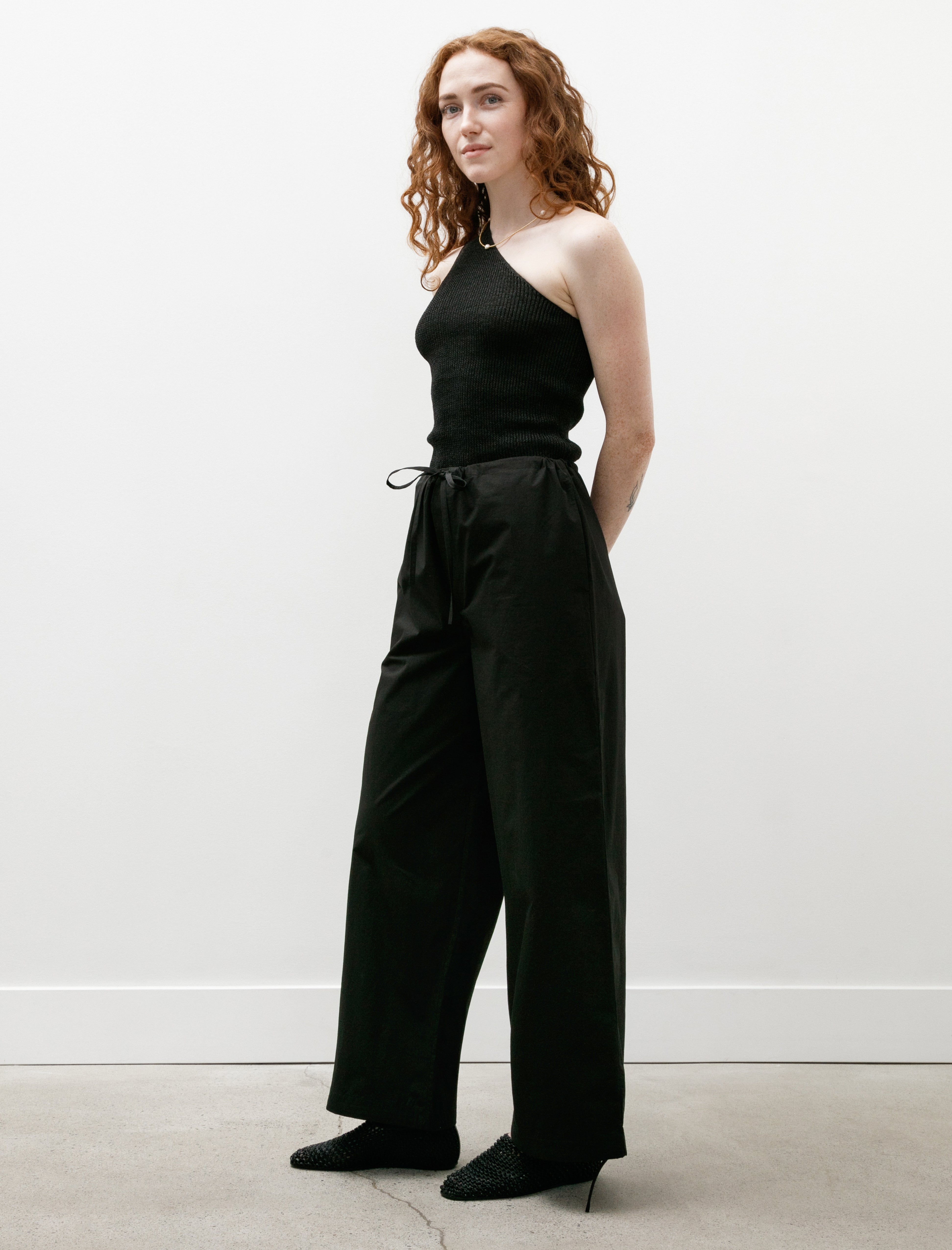 Cristaseya Maxi Large Pants with Drawstrings Black