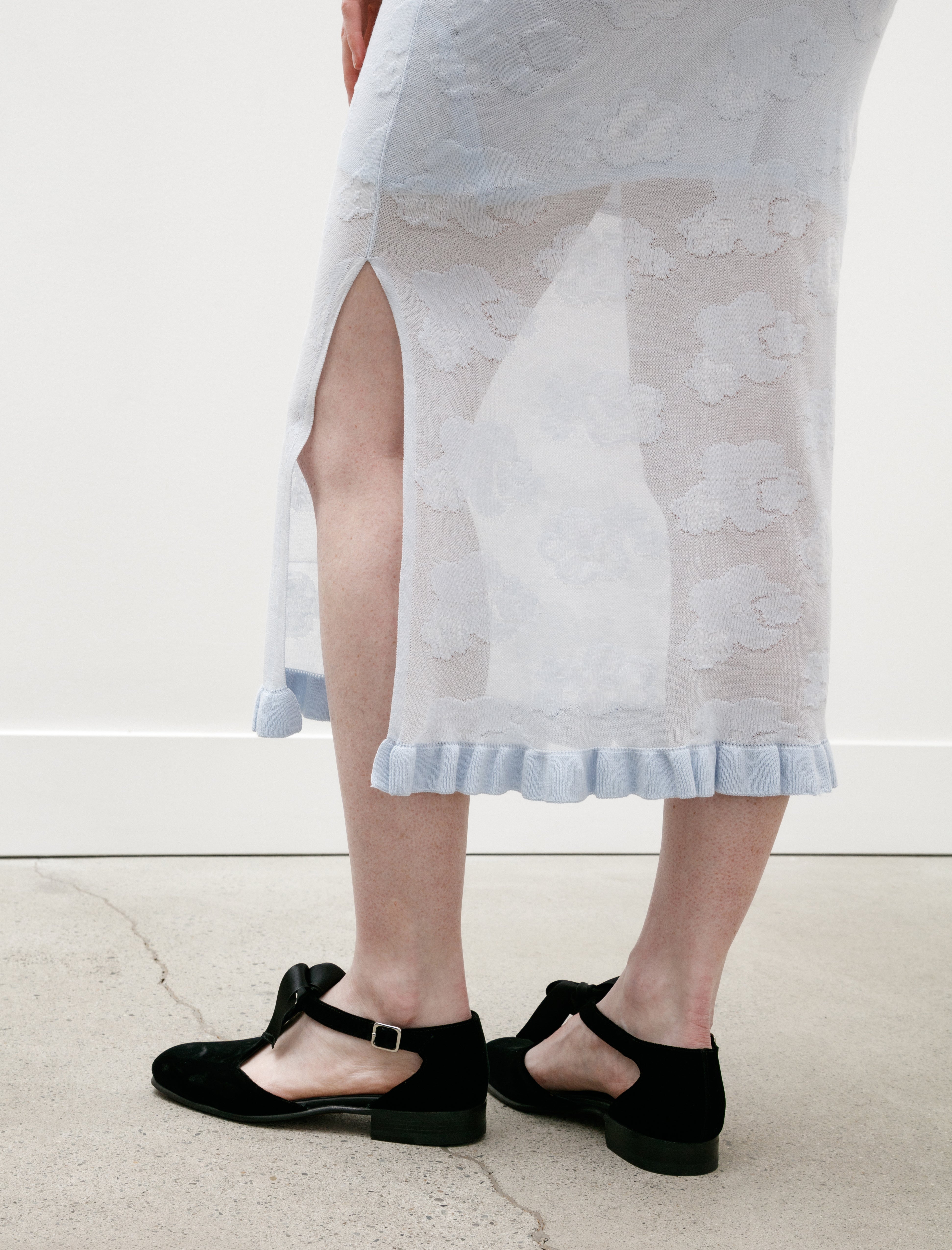 Cecilie Bahnsen Pegonia Skirt Jacquard Knit Light Blue