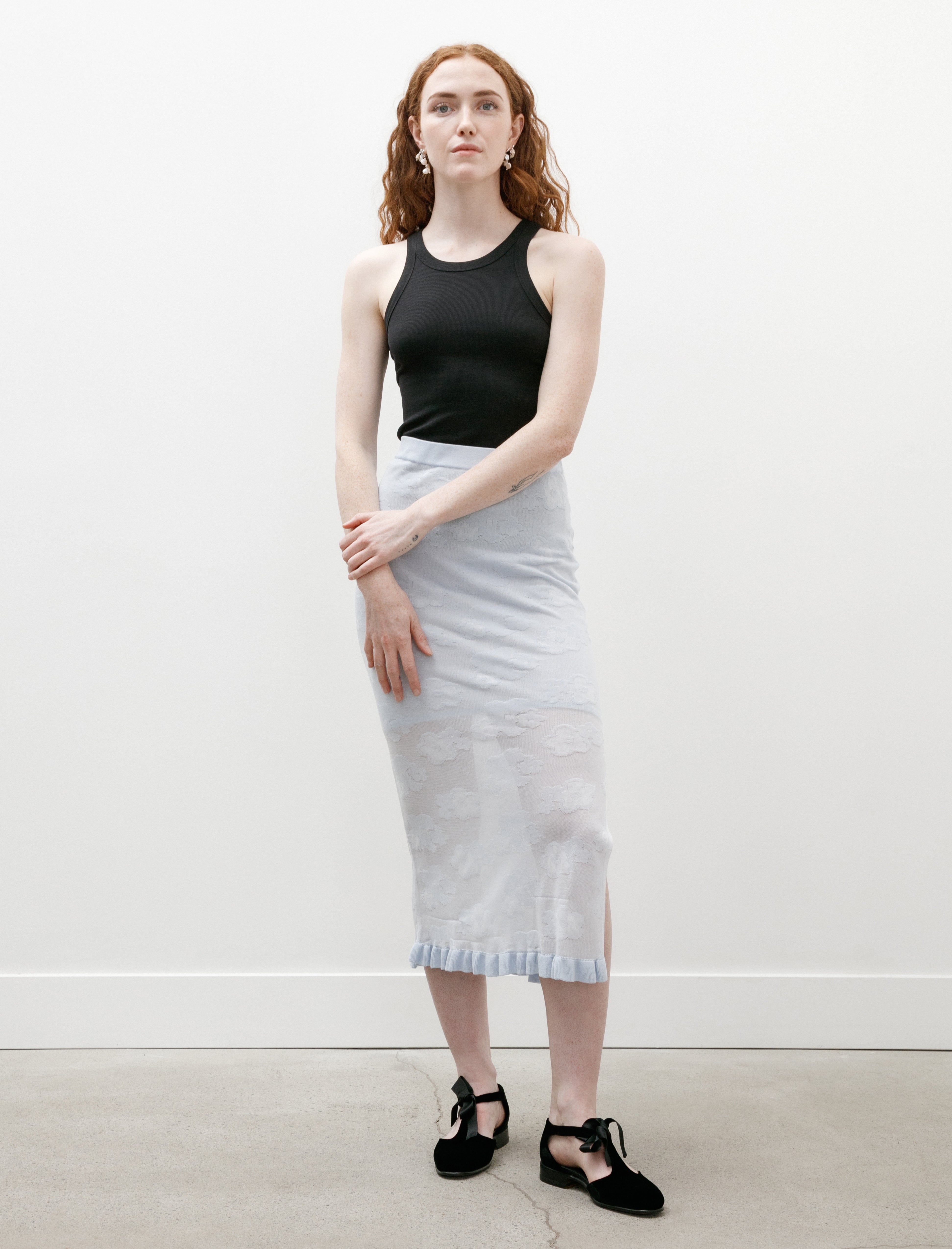 Cecilie Bahnsen Pegonia Skirt Jacquard Knit Light Blue