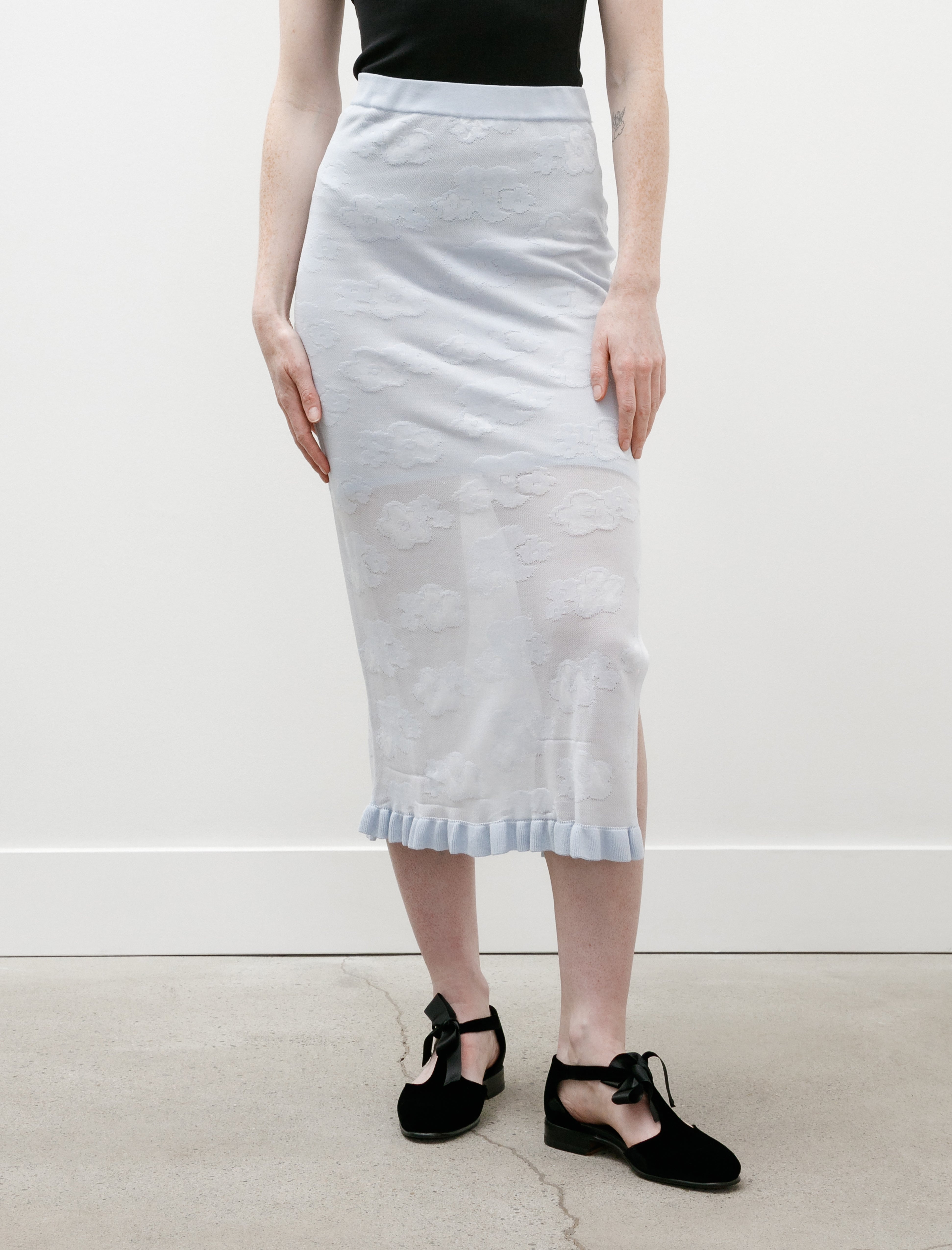Cecilie Bahnsen Pegonia Skirt Jacquard Knit Light Blue