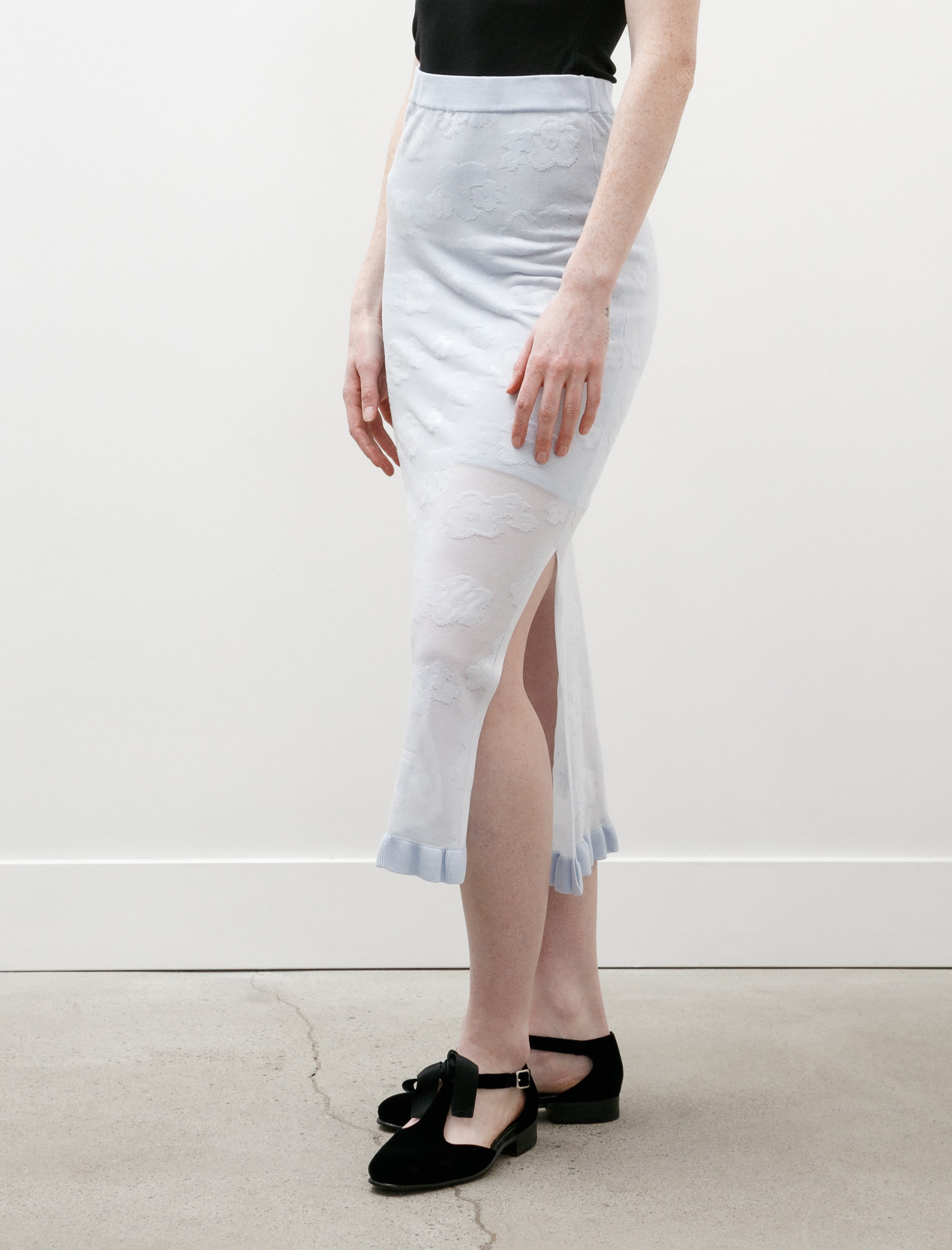 Cecilie Bahnsen Pegonia Skirt Jacquard Knit Light Blue