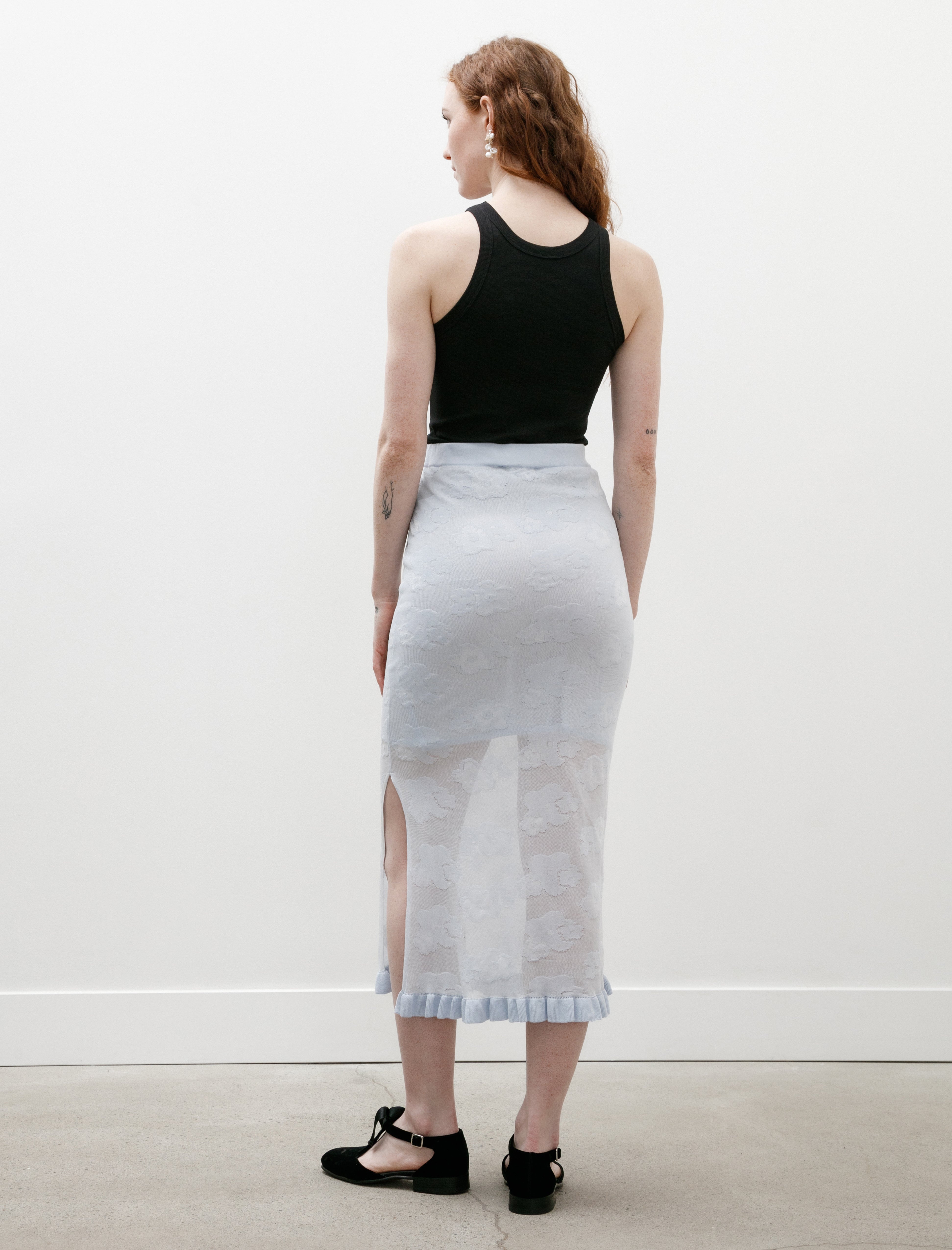 Cecilie Bahnsen Pegonia Skirt Jacquard Knit Light Blue