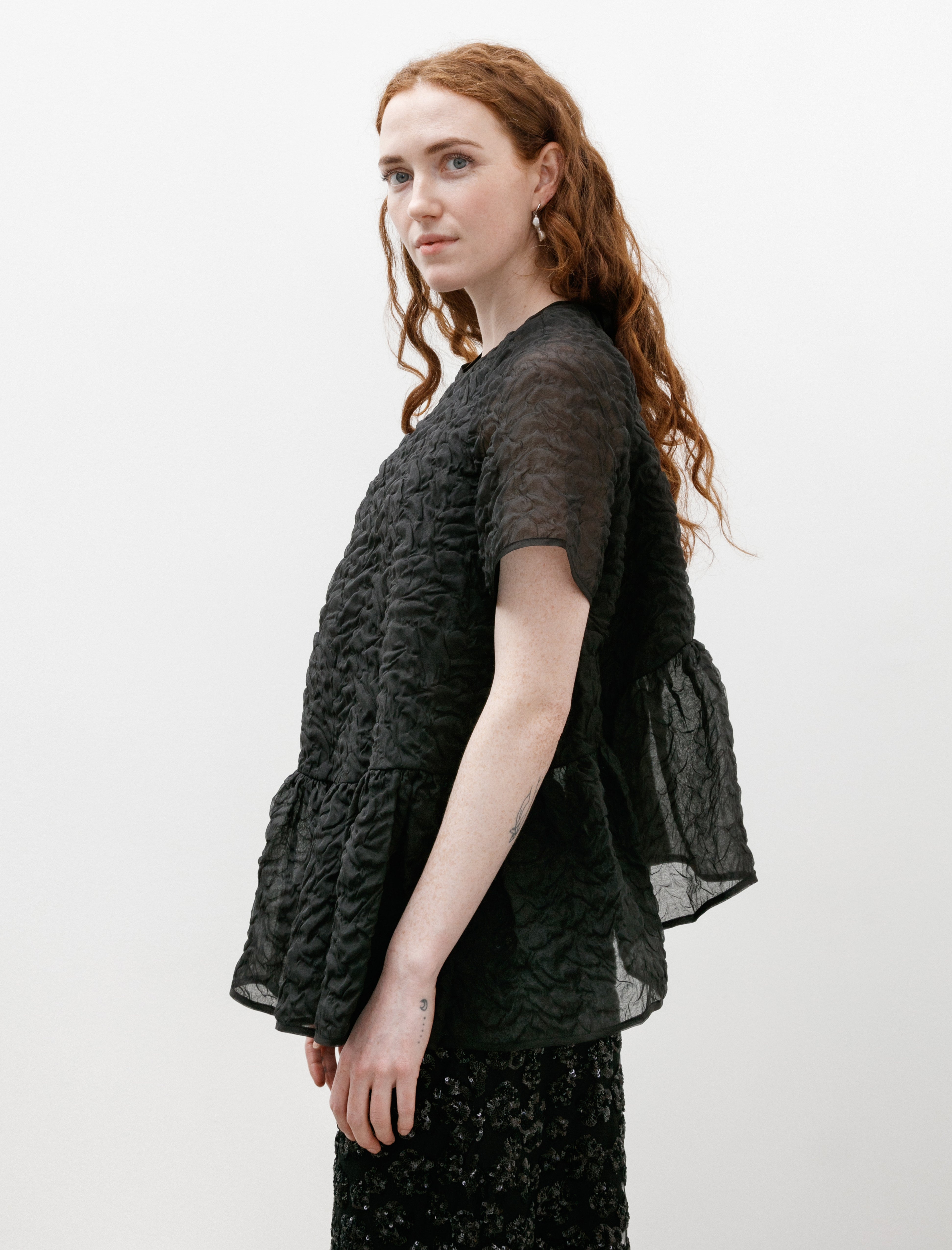 Cecilie Bahnsen Susi Top Nimbus Matelassé Black