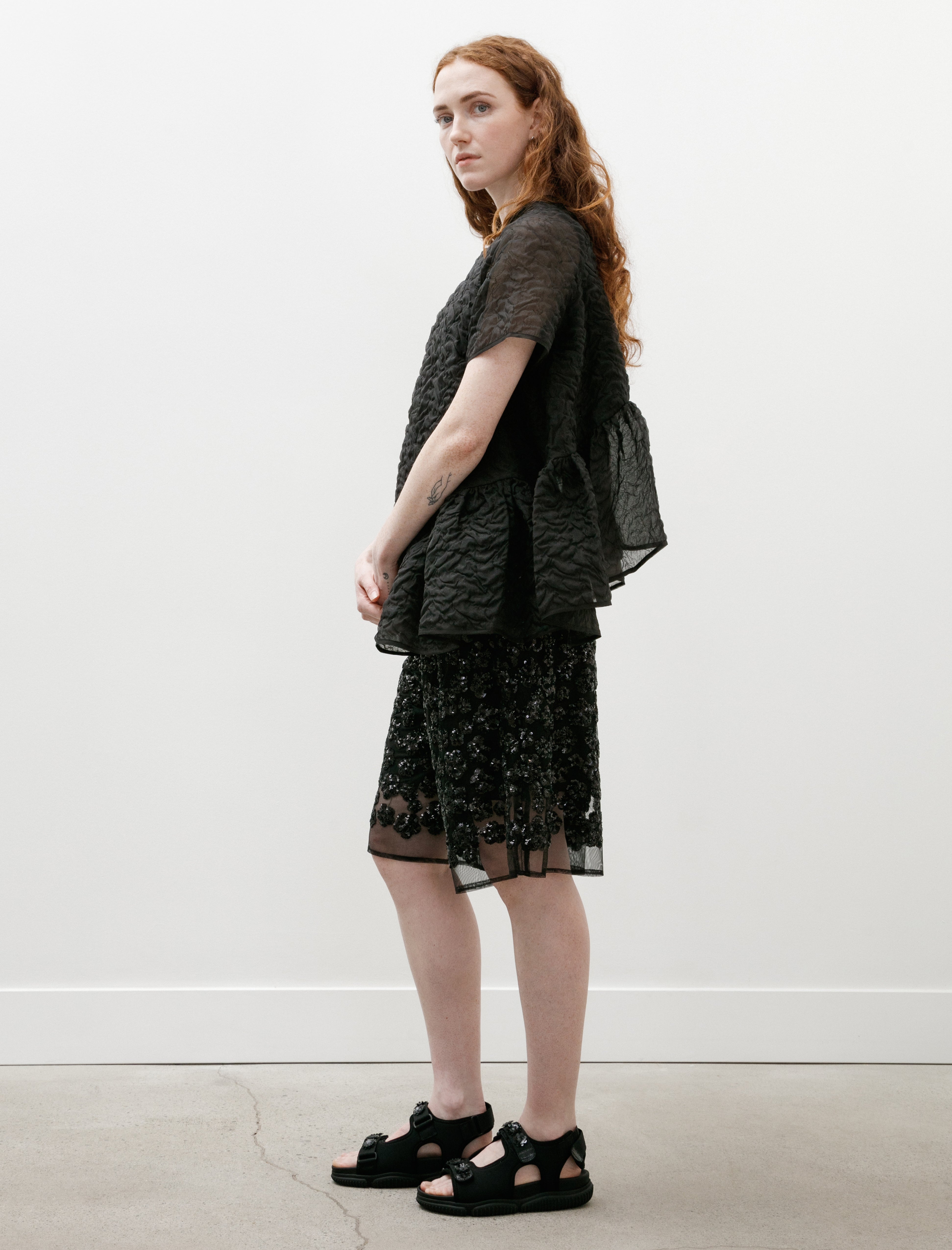 Cecilie Bahnsen Angelica Shorts Ume Floral Sequins Black