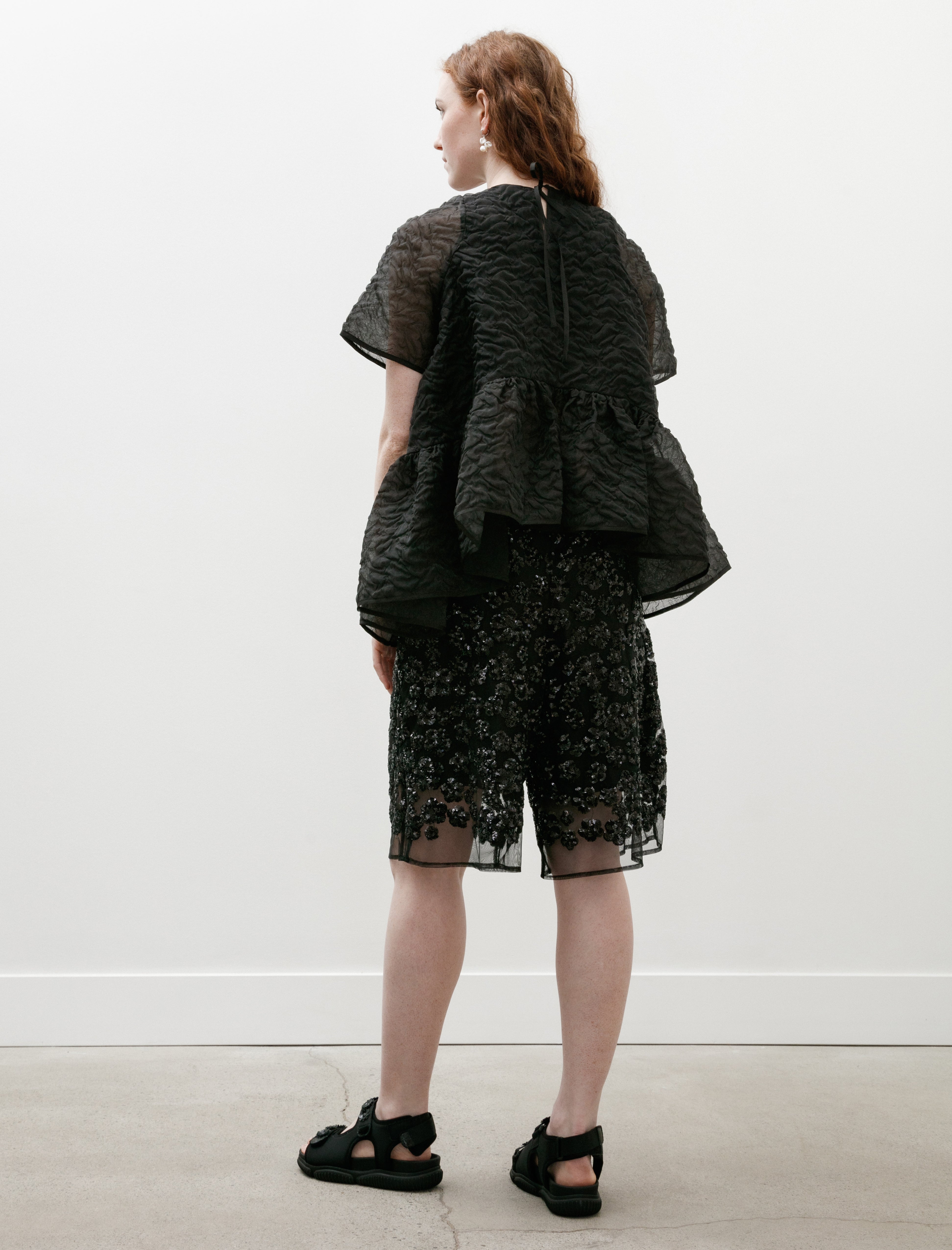 Cecilie Bahnsen Angelica Shorts Ume Floral Sequins Black