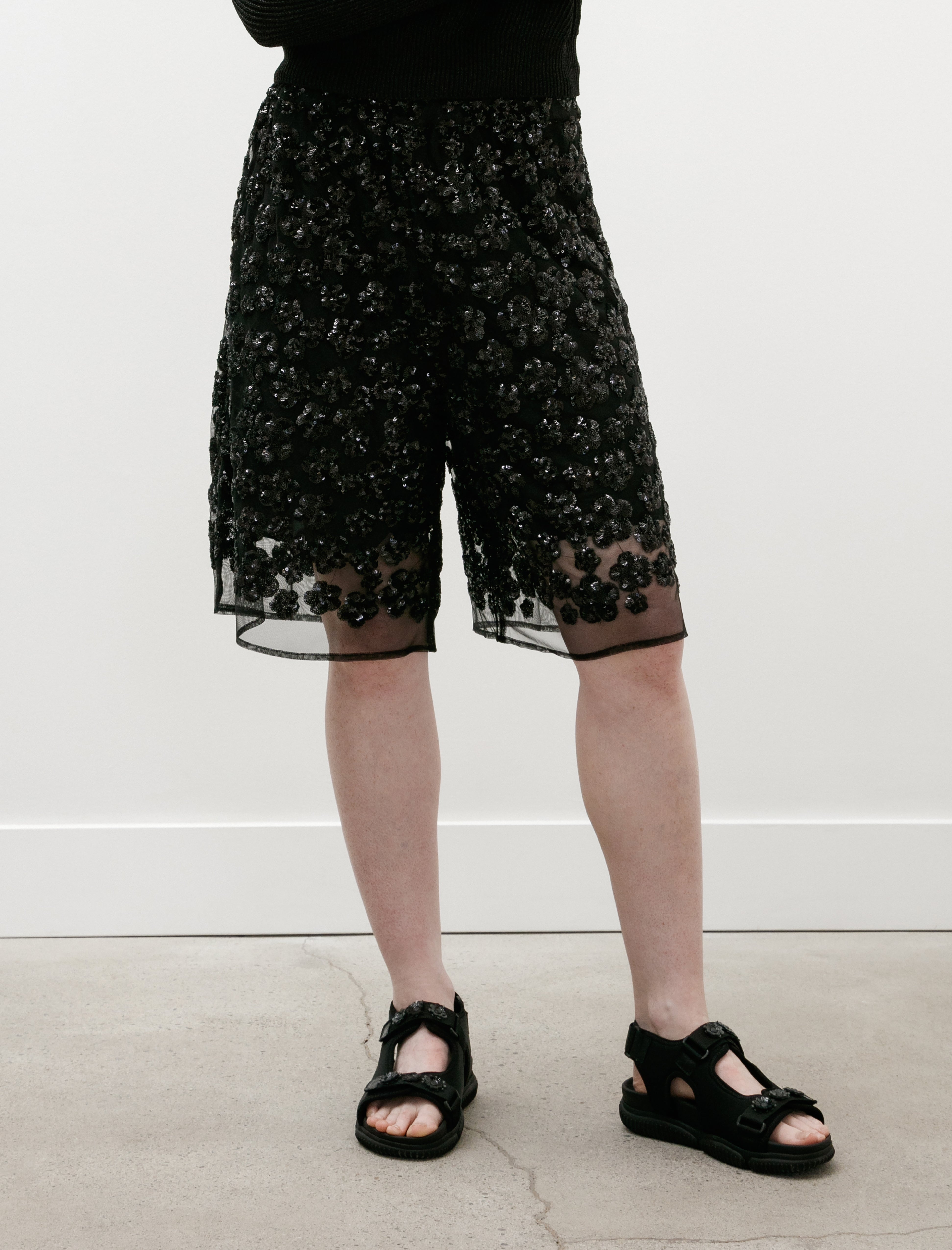 Cecilie Bahnsen Angelica Shorts Ume Floral Sequins Black