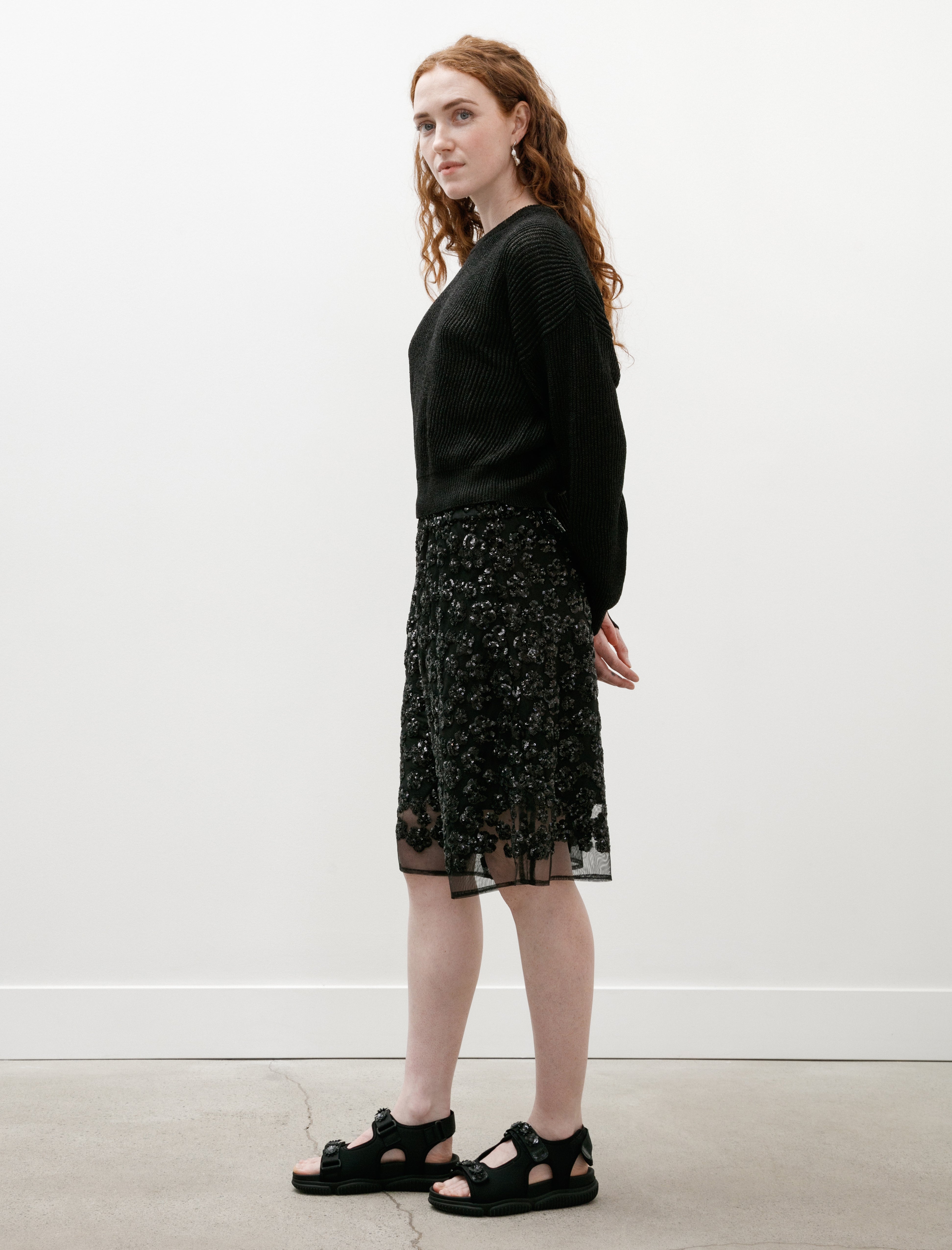 Cecilie Bahnsen Angelica Shorts Ume Floral Sequins Black