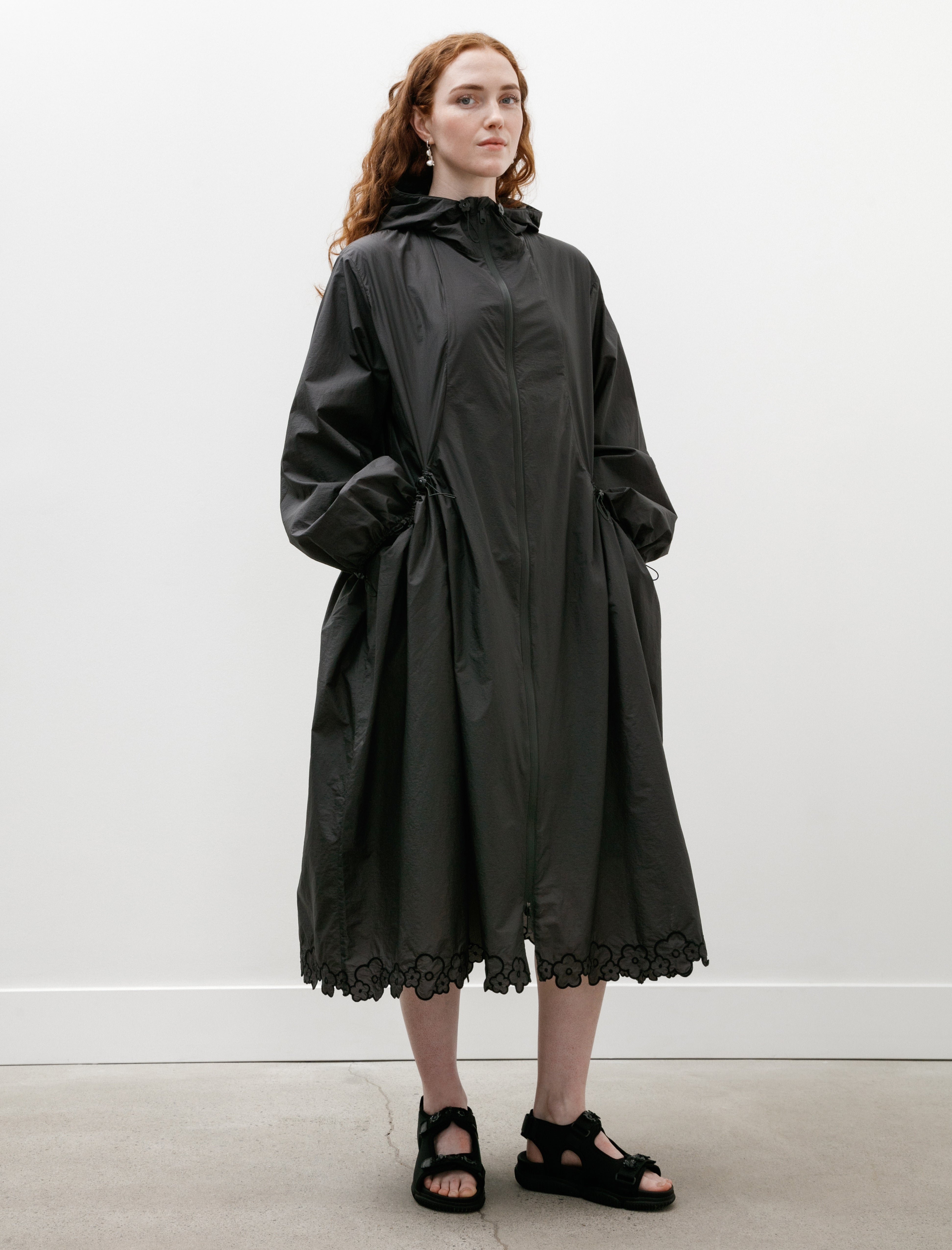 Cecilie Bahnsen Amos Coat Embroidered Ripstop Black