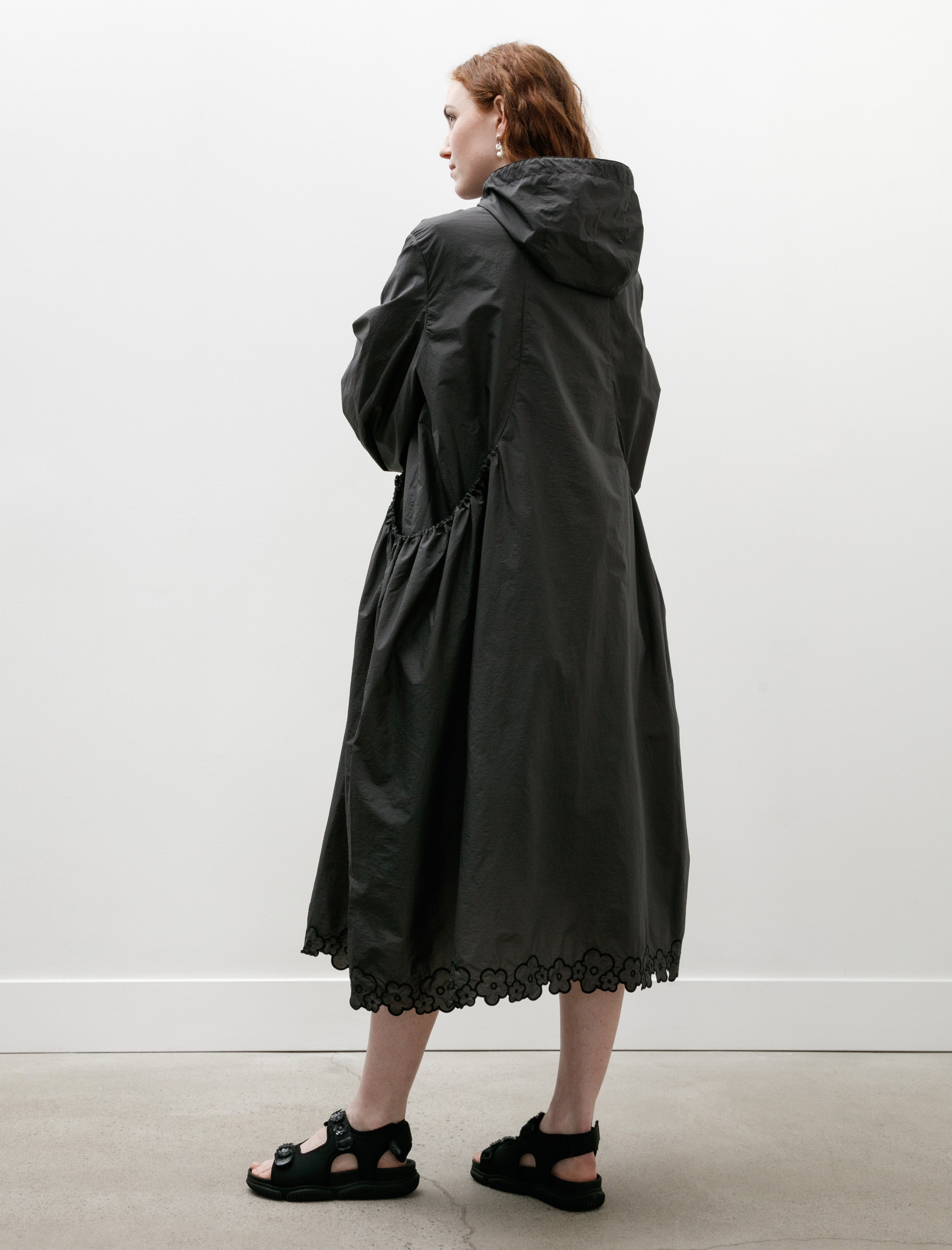 Cecilie Bahnsen Amos Coat Embroidered Ripstop Black